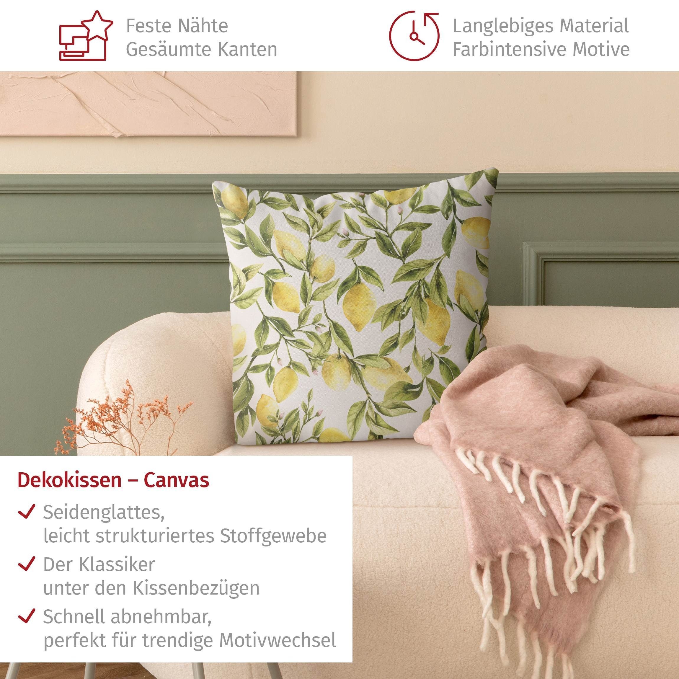 Bilderdepot24 Dekokissen drinnen Kissenhülle/ Sofakissen/ Zierkissen Kissenhülle gelb Kulinaris, Bezug Aquarell mit / ohne Füllung Zierkissen Outdoor Sofa Bett
