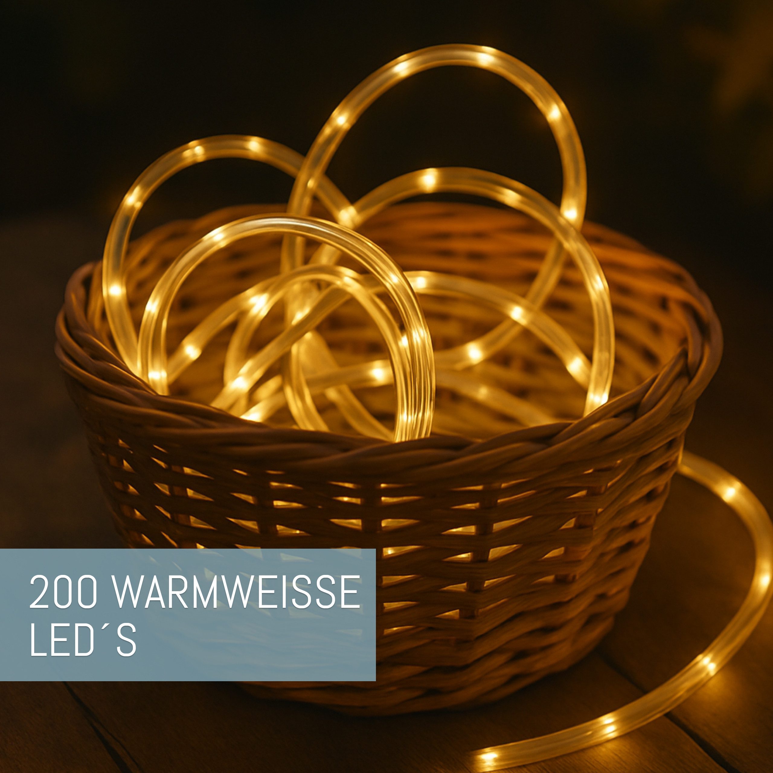 COZY HOME LED-Lichterkette Schlauch LED Stecker & Solar -, 200 LED I 8 Modi & Timer I 12m I Lichtschlauch I Outdoor – Bild 5 von 5