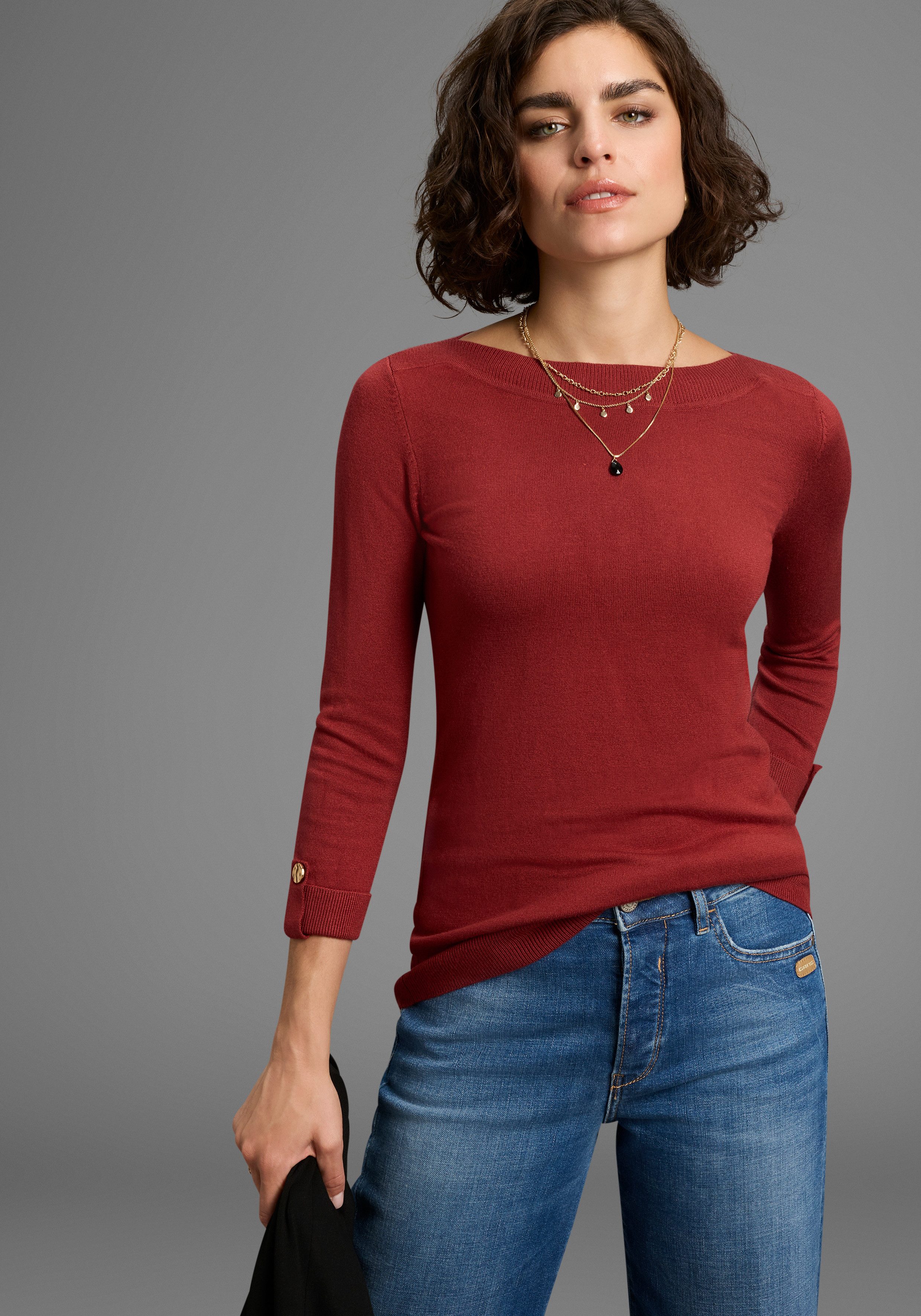 Laura Scott 3/4 Arm-Pullover mit Knopfdetails günstig online kaufen