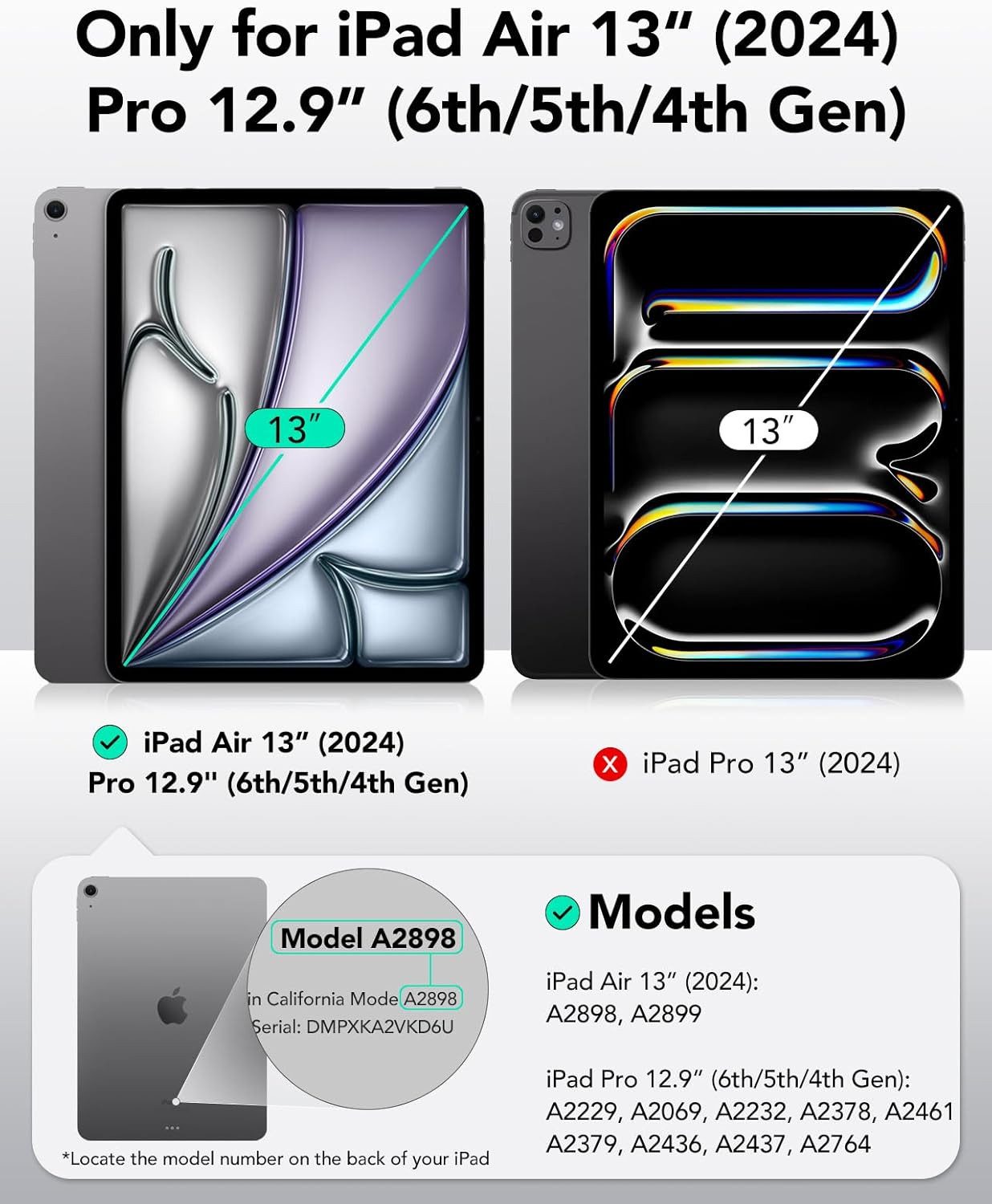 SmartUP Tablet-Hülle für iPad Air 13 Zoll M4 2026 / M3 2025 / M2 2024, 6.Gen.- 8.Gen. Case 13 Zoll, integrierte Standfunktion, integrierter Stifthalter