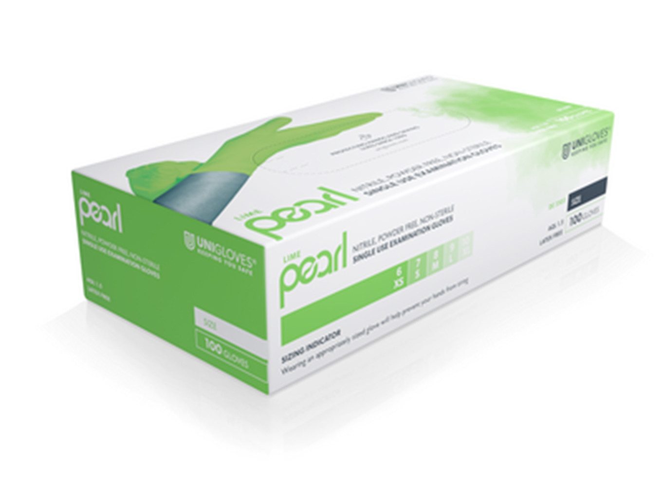 Unigloves® Nitril-Handschuhe Lime Pearl (Packung, 100-St) Gr. L (8-9)