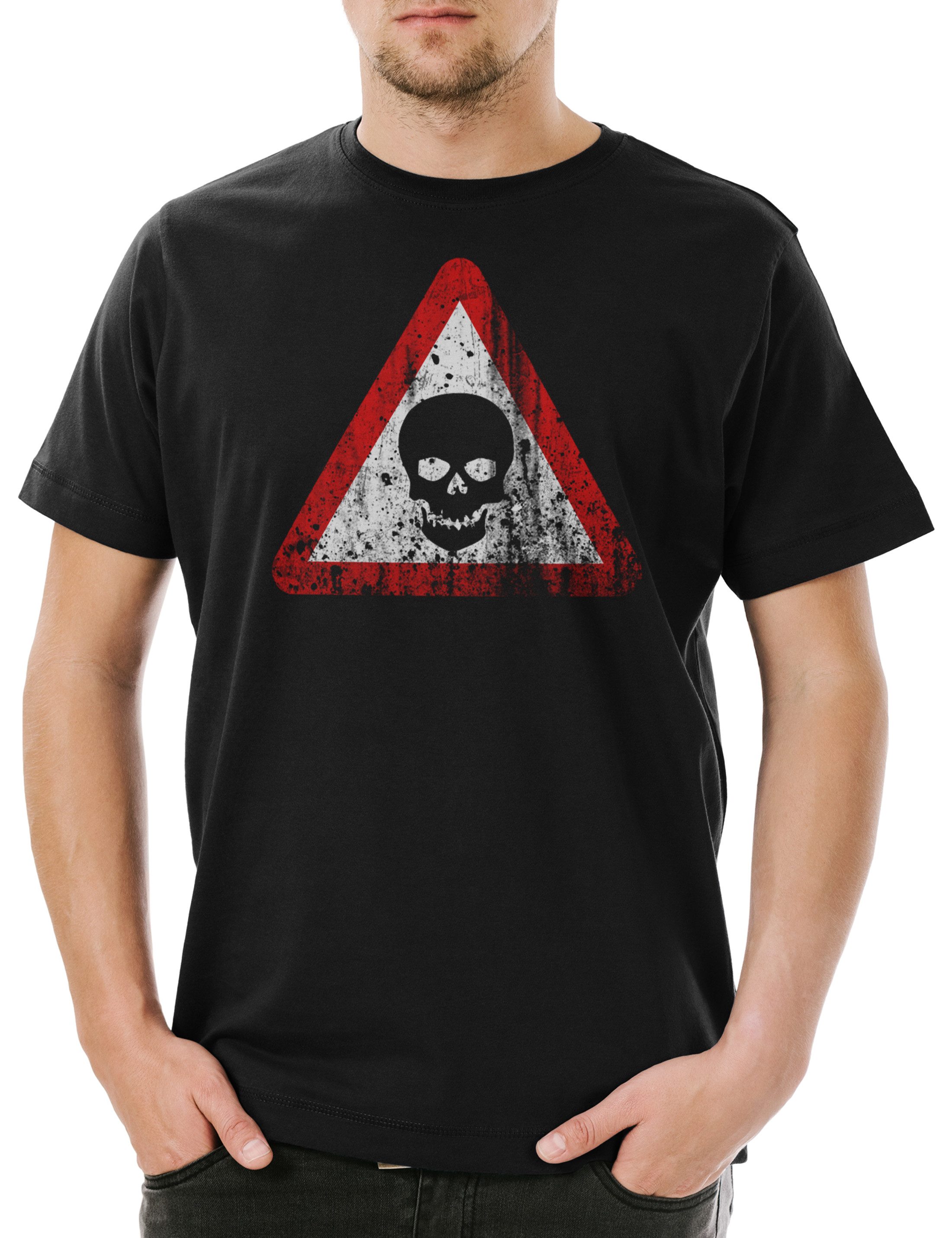 Print-Shirt Skull Sign Herren T-Shirt Gothic Horror Schädel Medieval LARP