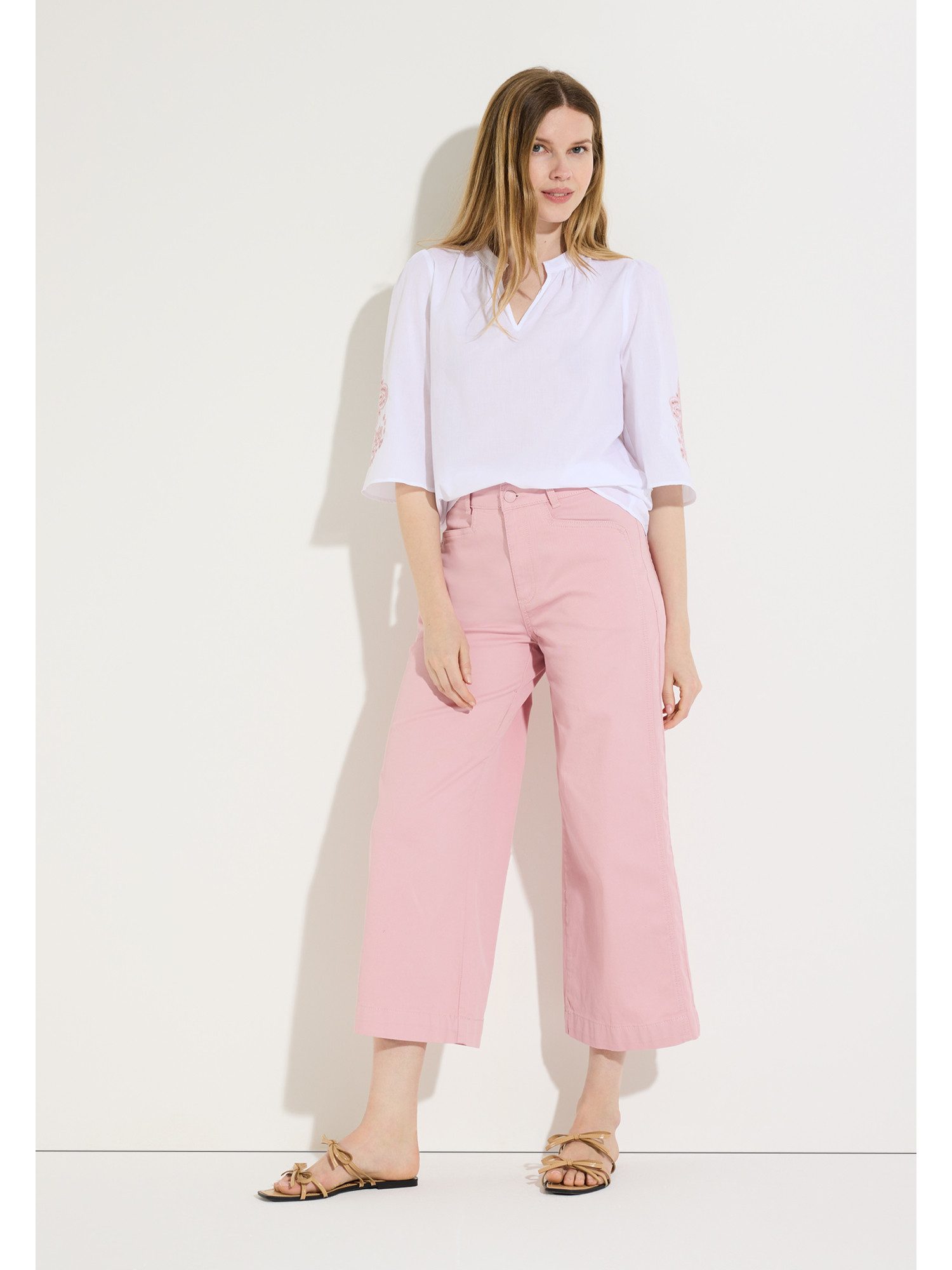 MORE&MORE Klassische Bluse leichte, 3/4 Arm Schlupfbluse, bestickt