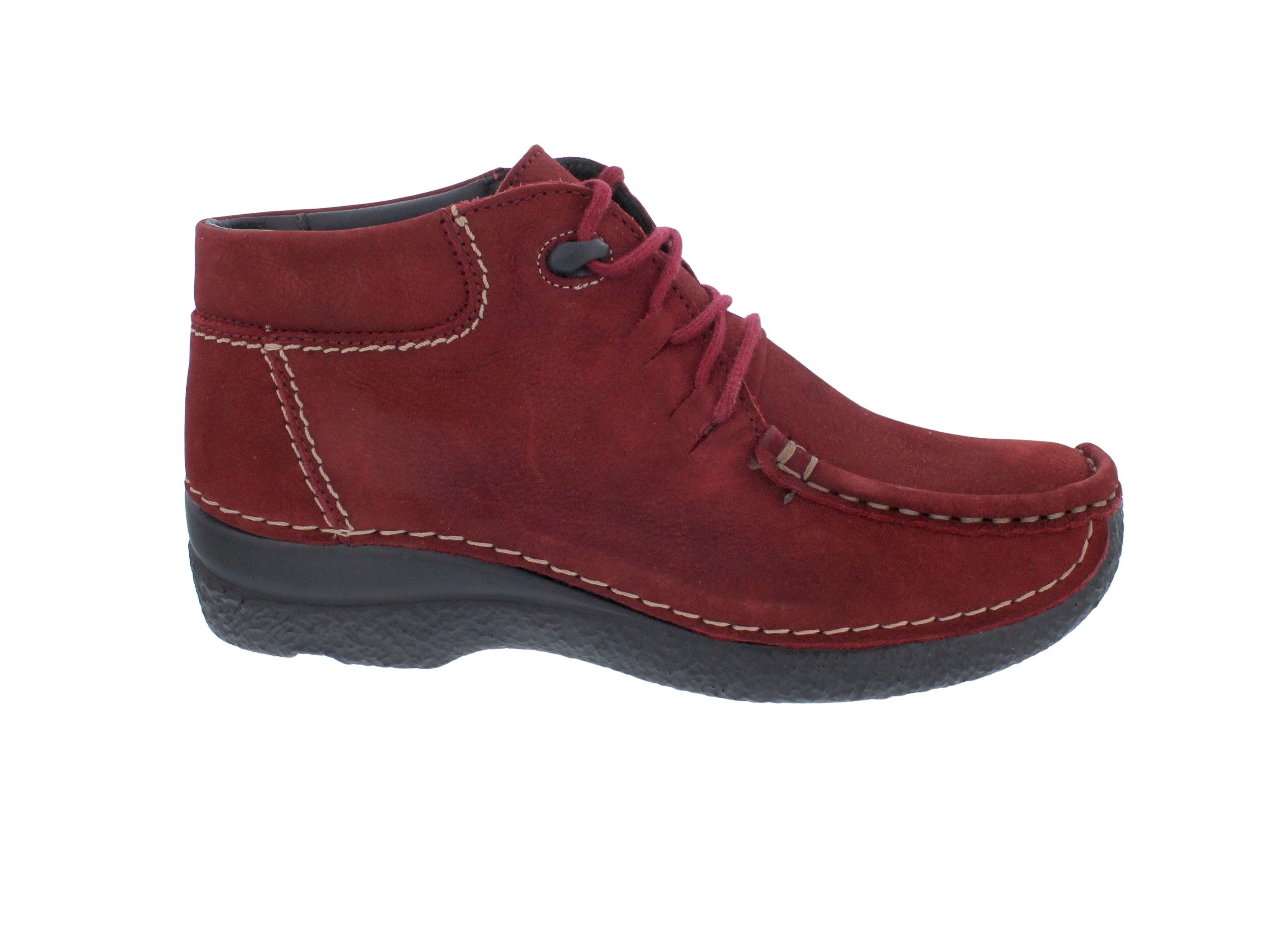 WOLKY Wolky Seamy Moc Bootie 0625311-553, Antique Nubuckleder, Cherry red, Schnürstiefel