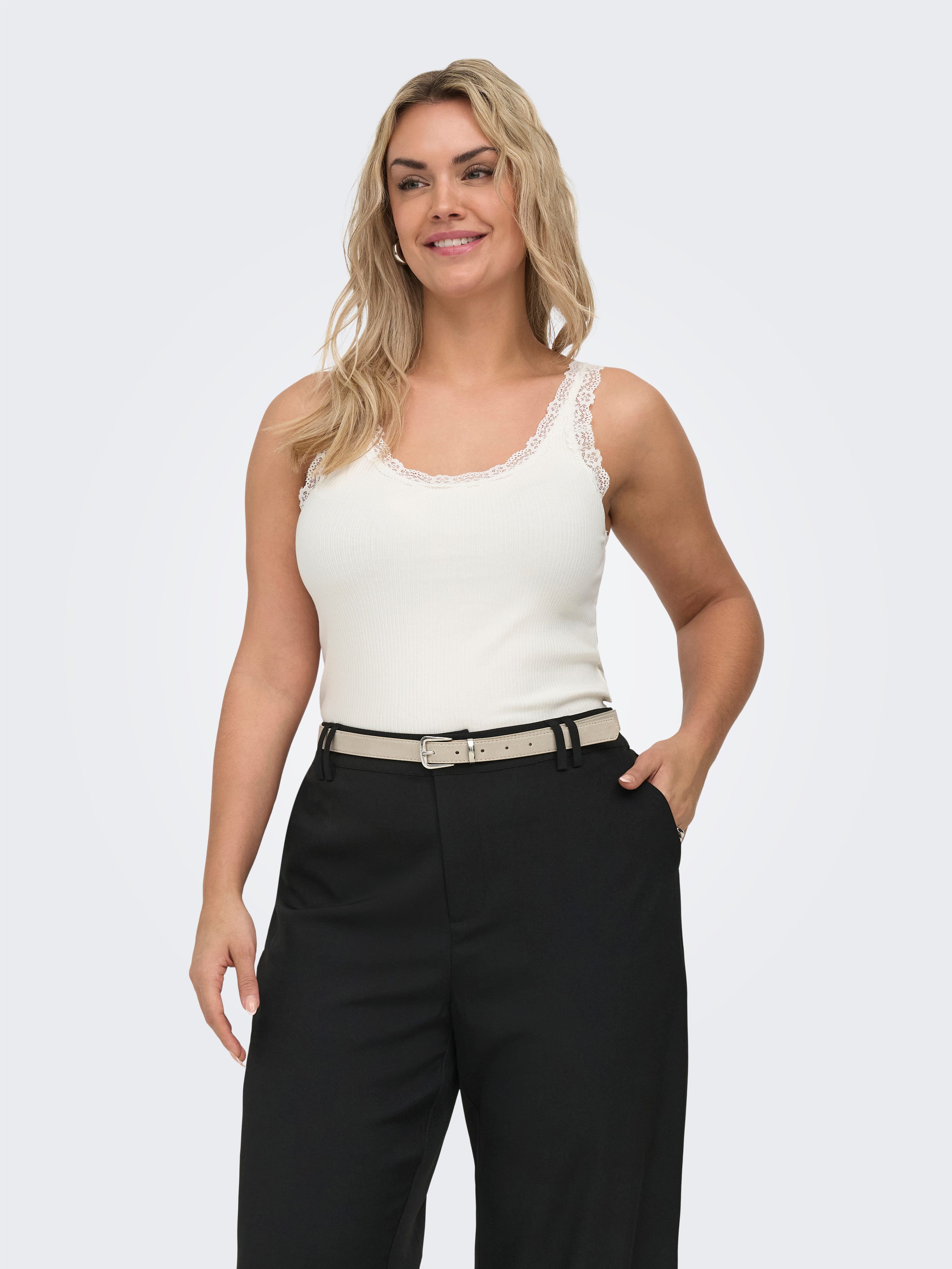 ONLY CARMAKOMA Trägertop CARSARA SHARAI LACE TANK TOP JRS NOOS Baumwollmischung, regular fit, Spitze