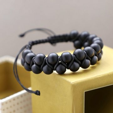NAHLE Armband Unisex verstellbares Armband mit schwarzen Perlen, verstellbar - für alle Handgelenkgrößen geeignet