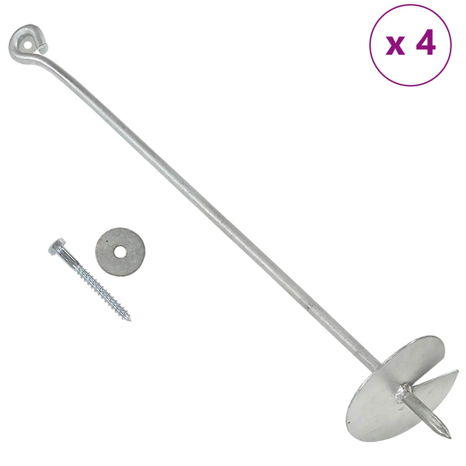 vidaXL H-Pfostenanker Erdanker 4 pcs Silber Ø10 x 60 cm Galvanisiertes Metall, (4-St)