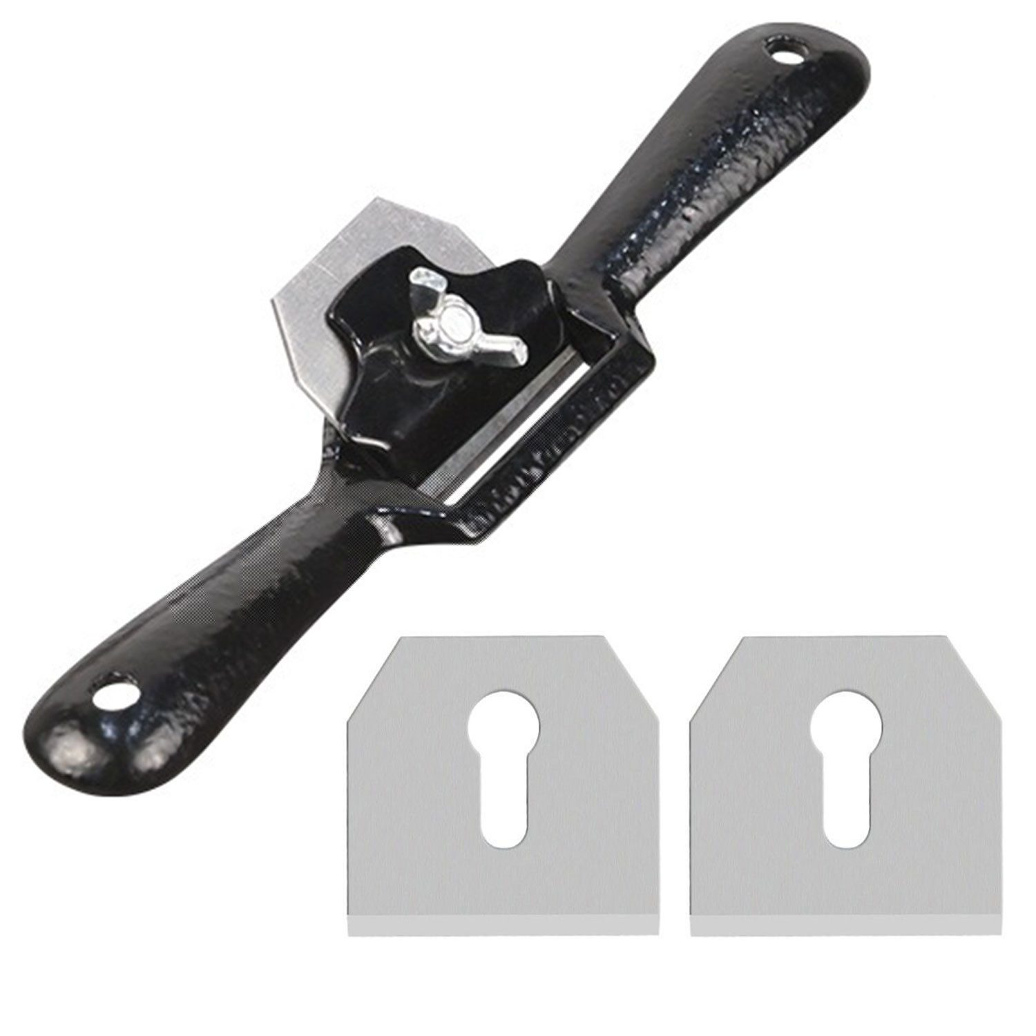 Refttenw Blockhobel Schweifhobel Schabhobel Verstellbare Handhobel mit 2 Ersatzklingen, Hobeleisenbreite 43,00 mm