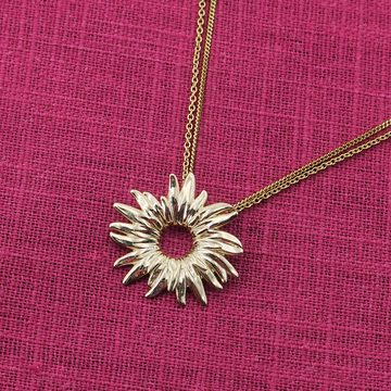 trendor Kette mit Anhänger Anhänger Sonnenblume Gold 333 / 8K mit goldplattierter Kette