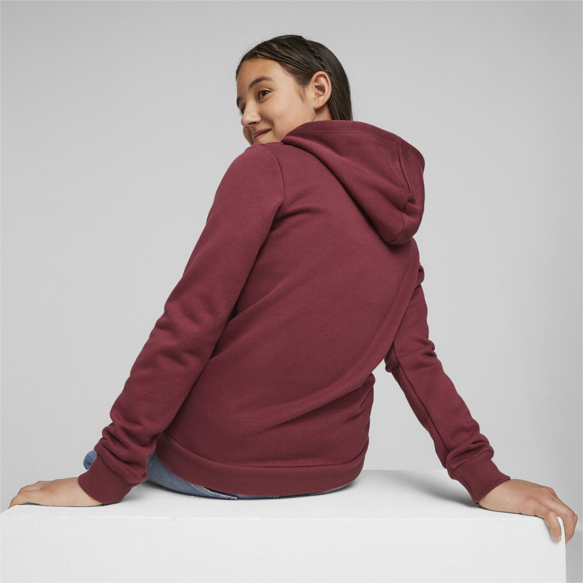 PUMA Sweatshirt Essentials Logo Jasper Dark Red Hoodie Mädchen
