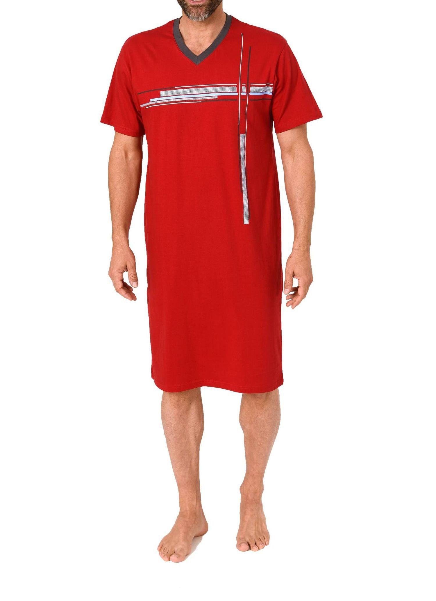 Normann Pyjama Normann Herren kurzarm Nachthemd mit eleganten Frontprint günstig online kaufen