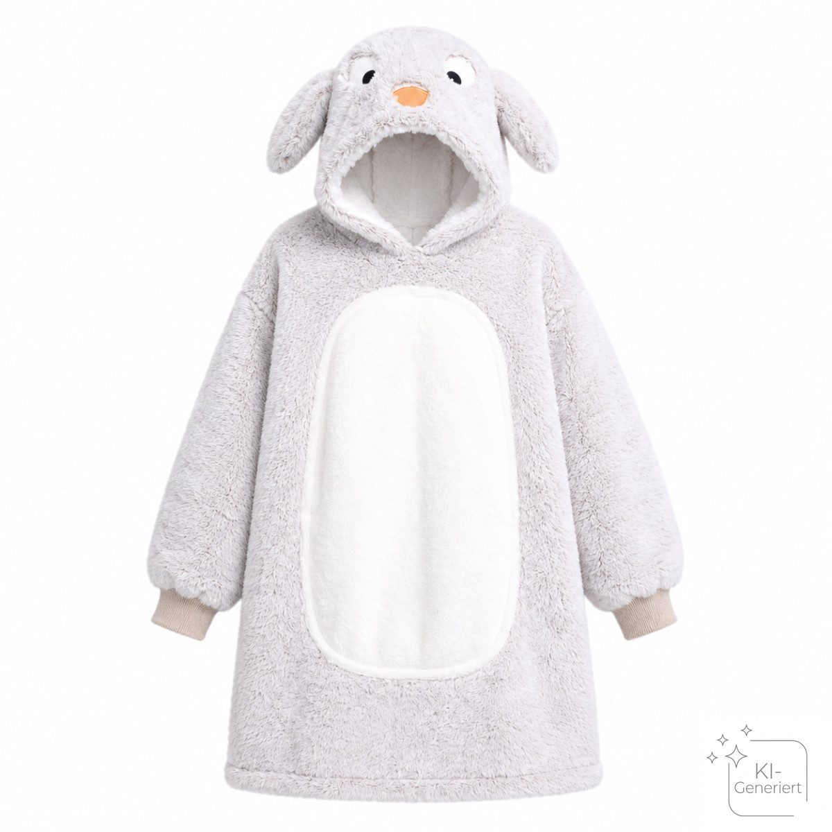 NOXXIEZ Fleeceponcho Kuscheldecke mit Kapuze Hase S für Kinder alter 3 bis 6 Jahre