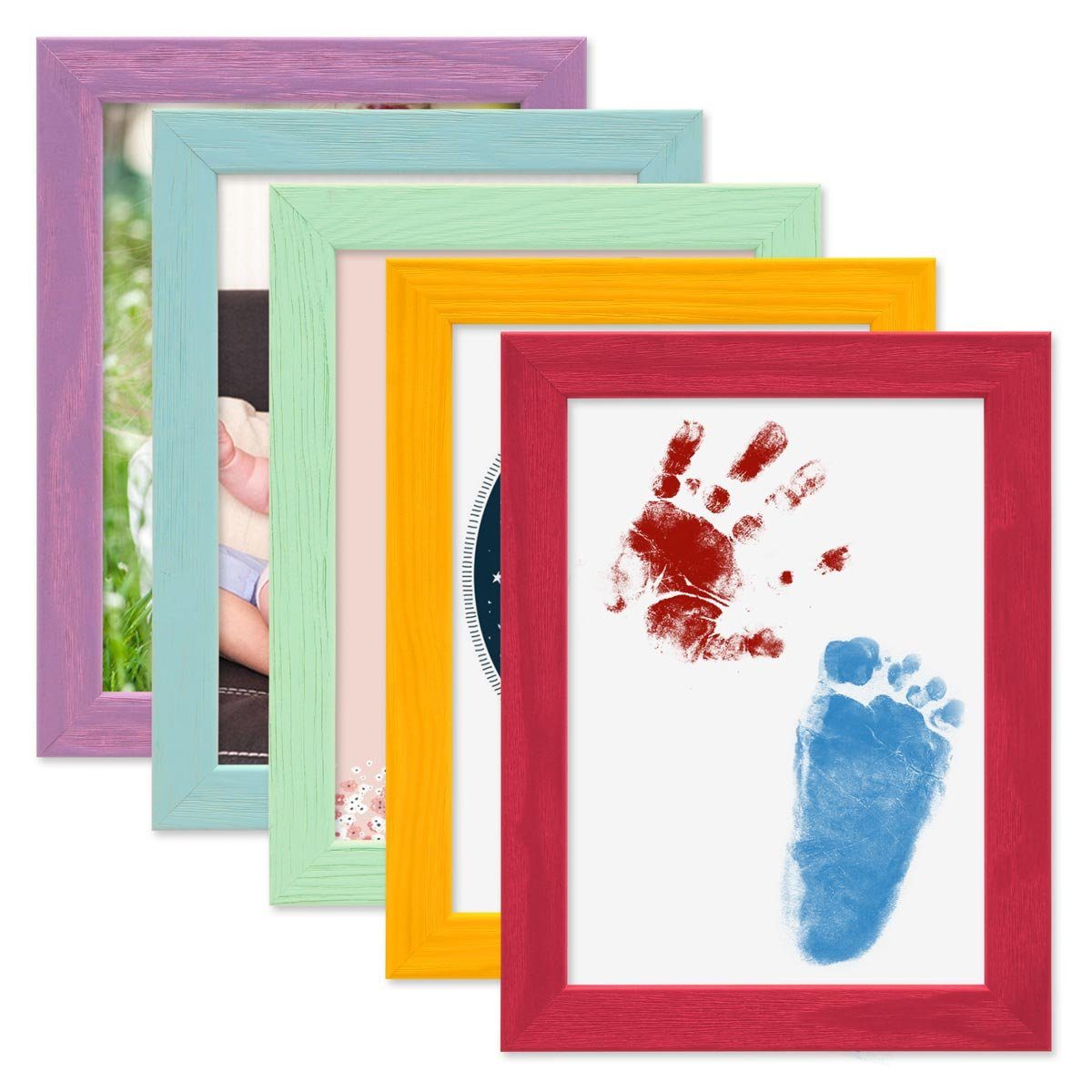 PHOTOLINI Bilderrahmen 5er Set Massivholz-Rahmen - günstig online kaufen