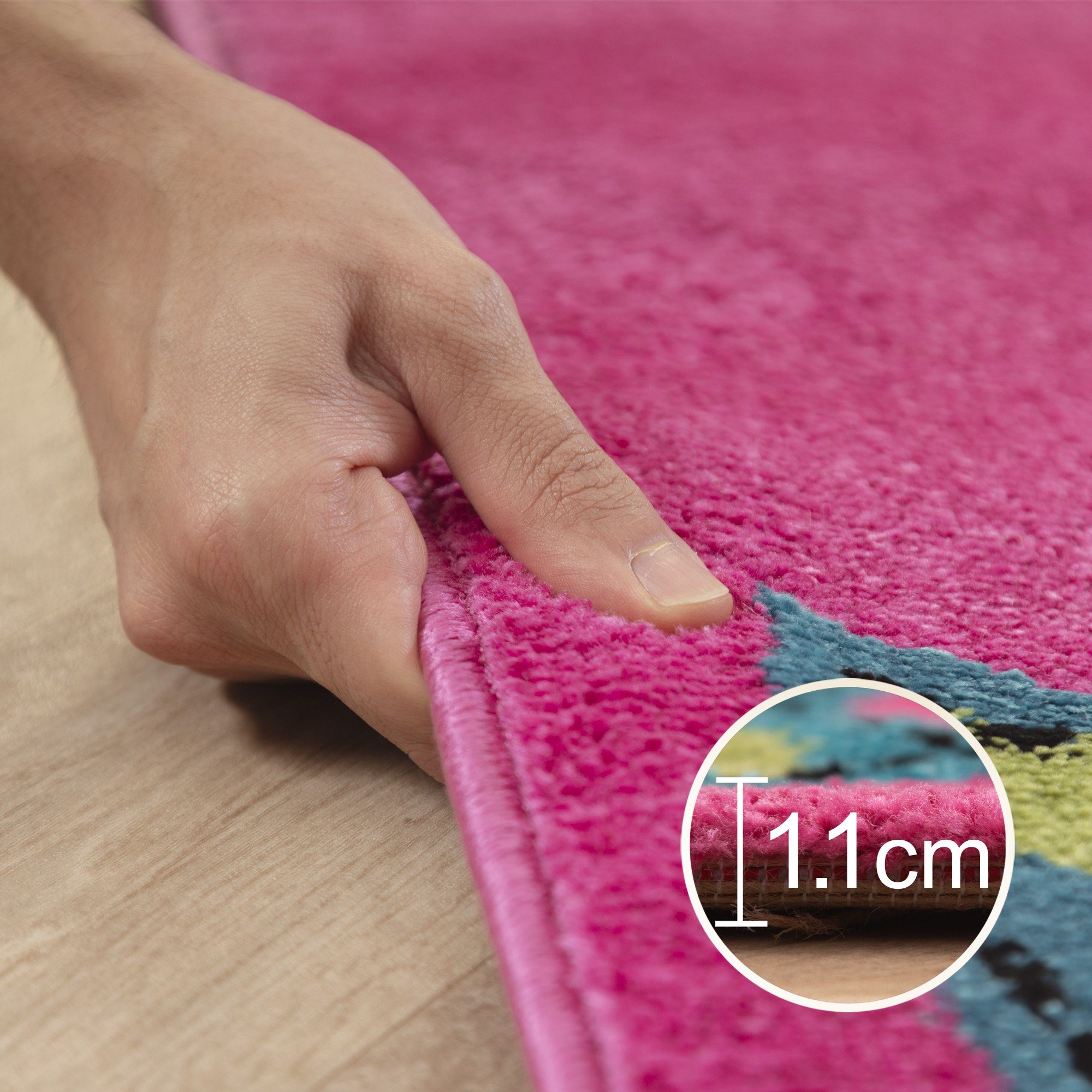 SIMPEX24 Teppich Eulen Design, Läufer, Höhe: 11 mm, Kinderteppich Eule Design Baby Teppich Kinderzimmer Pflegeleicht