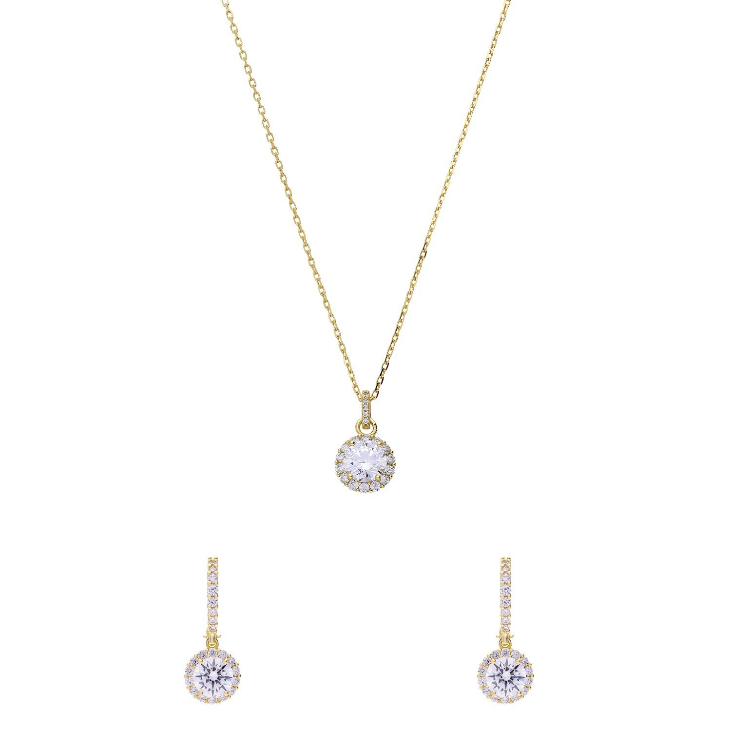 LUCARDI Schmuckset Set - 925 Silber - Gold - Zirkonia - Damen