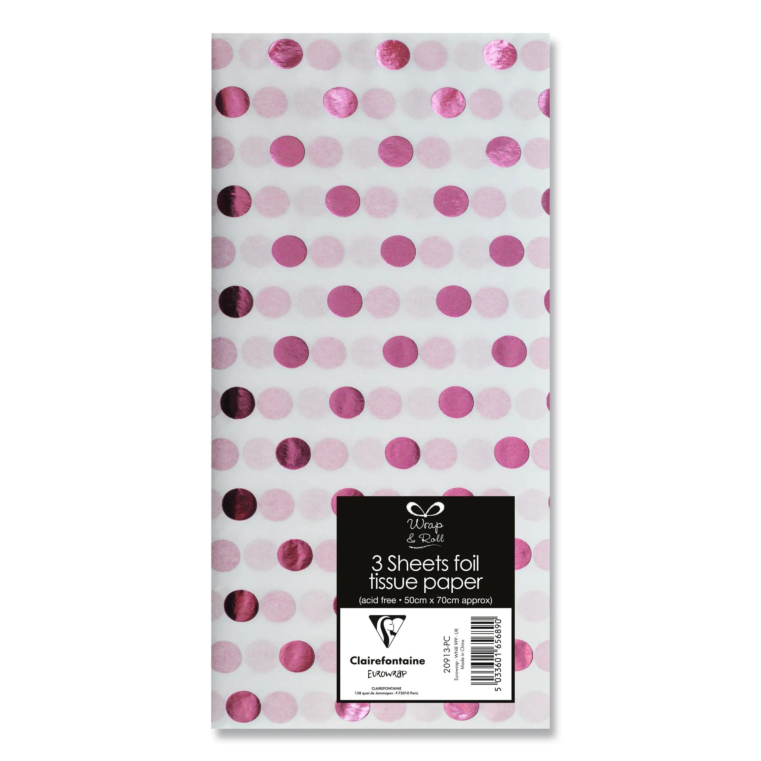 CLAIREFONTAINE Seidenpapier 12x Seidenpapier, Pack 3 Bl 50x70 cm, weiß/rosa Metallic Weiß 20913-PC, TISSUE & SHRED