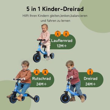 besrey Dreirad 5-in-1 Dreirad Laufrad Kinder Fahrrad Kinderlaufrad