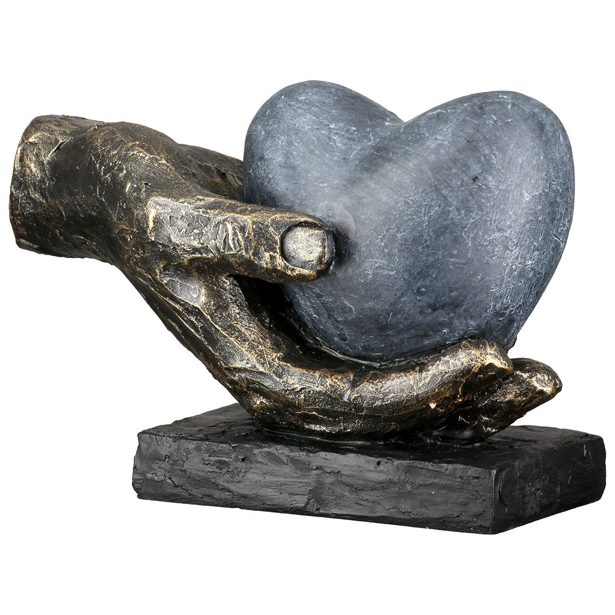 Brillibrum Skulptur Herz Skulptur Hand Dekofigur Polyresin Figur Herz in Hand