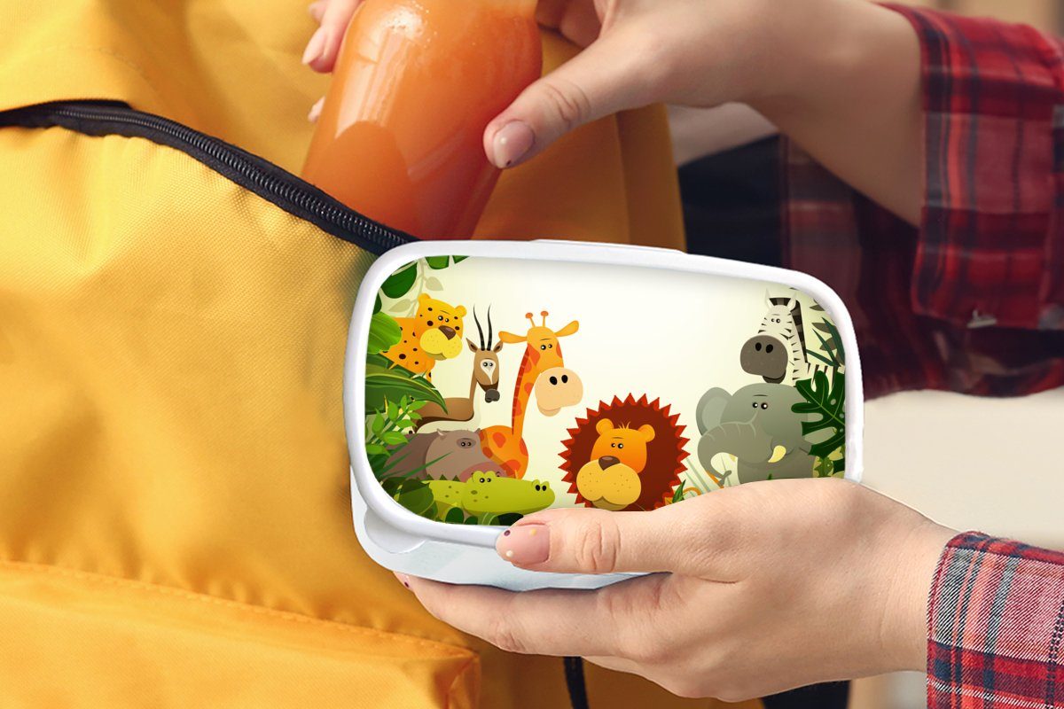 Kunststoff, Brotdose, und - Erwachsene, weiß Schlange Mädchen Baby Jungs Löwe (2-tlg), -, für MuchoWow - Brotbox - Jungen Mädchen - für Pflanzen und Kinder Dschungel Lunchbox - -