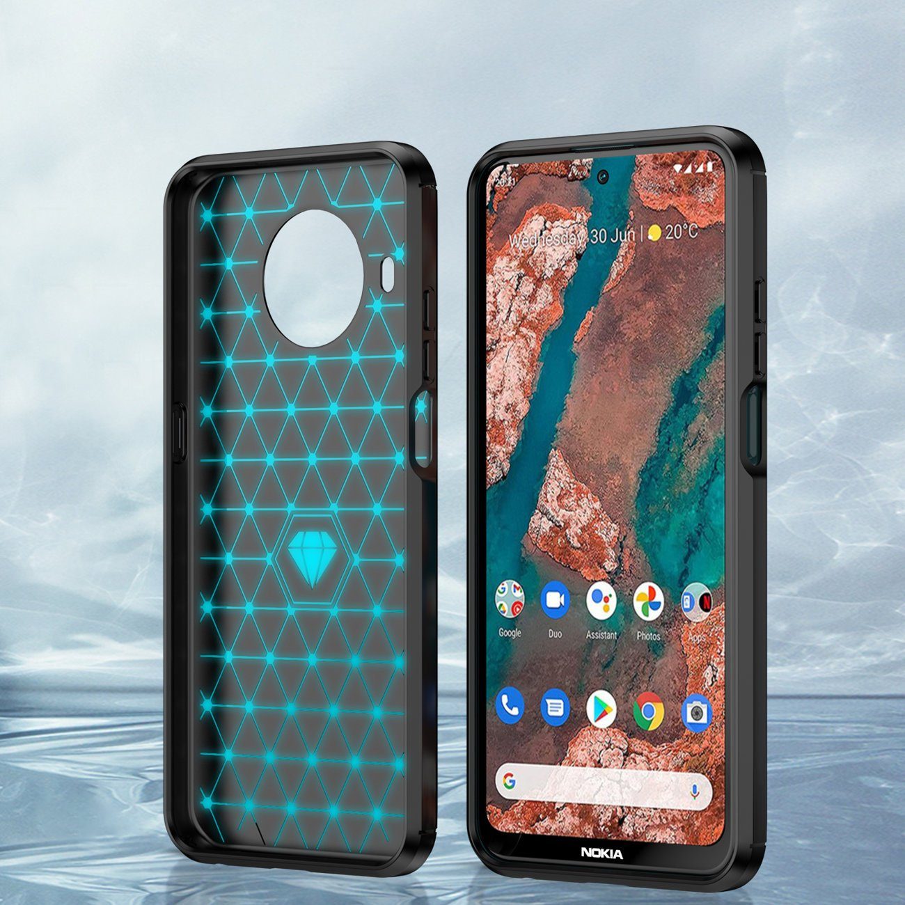 cofi1453 Handyhülle Silikon Hülle Bumper Carbon für NOKIA X20 Schwarz, Case Cover Schutzhülle Bumper
