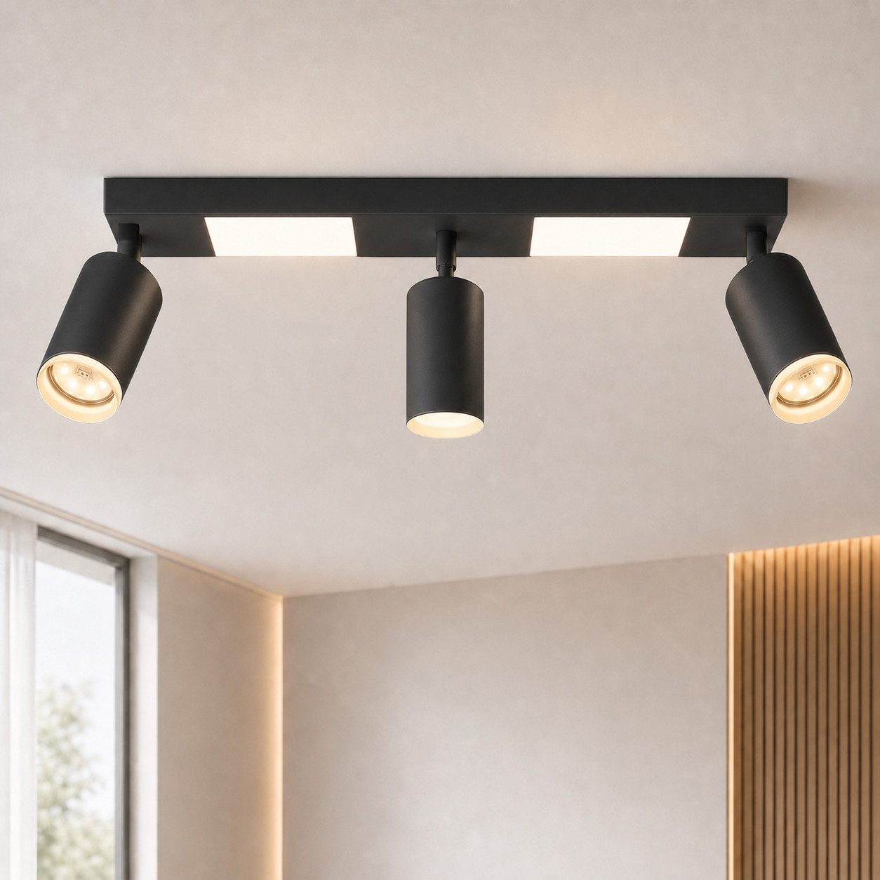 ZMH Deckenstrahler 3 Flammig Schwarz/Weiß GU10 Deckenlampe 20W 3000K für Flur und Küche, Einfache Installation, Warmweiß