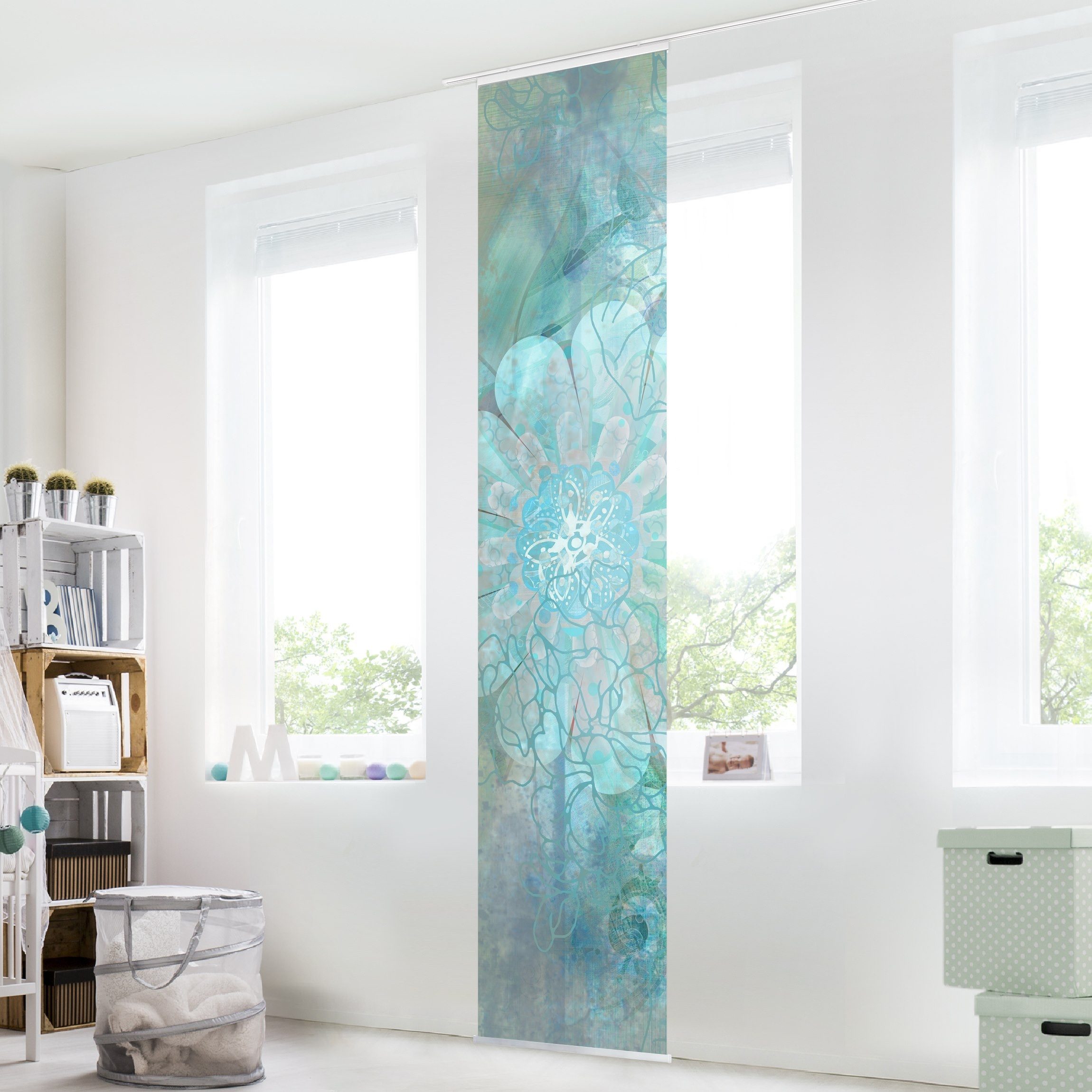 Bilderdepot24 Schiebegardine modern Flächenvorhang blickdicht Winterblumen, günstig online kaufen