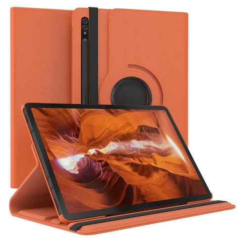 EAZY CASE Tablet-Hülle Rotation Case für Samsung Galaxy Tab S7 / Tab S8 11 Zoll, Tabletschutz robust magnetisch verstellbar Klappetui mit Deckel Orange