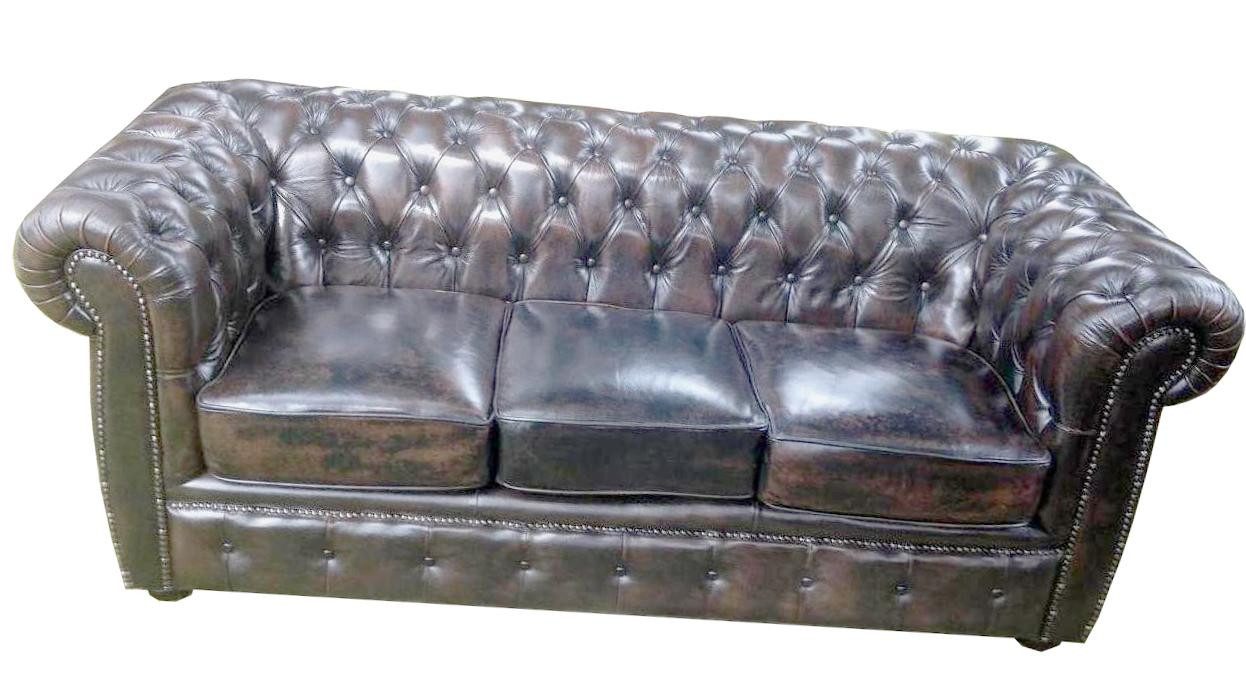 Xlmoebel Chesterfield-Sofa Neu Chesterfield-Sofa mit 3 Sitzplätzen in Lederausführung, Hergestellt in Europa