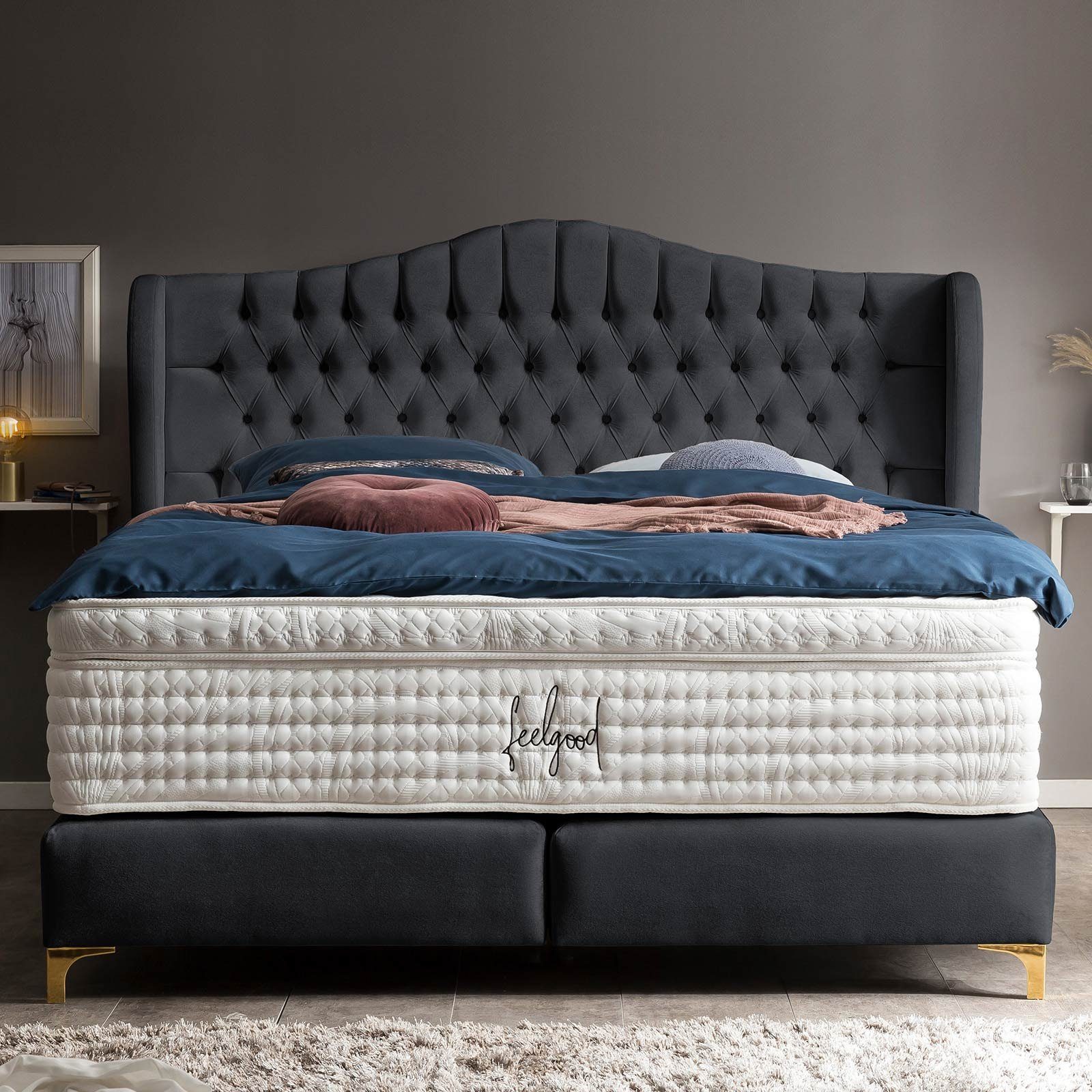 BettCo Boxspringbett Maison (in Schwarz Samt, günstig online kaufen