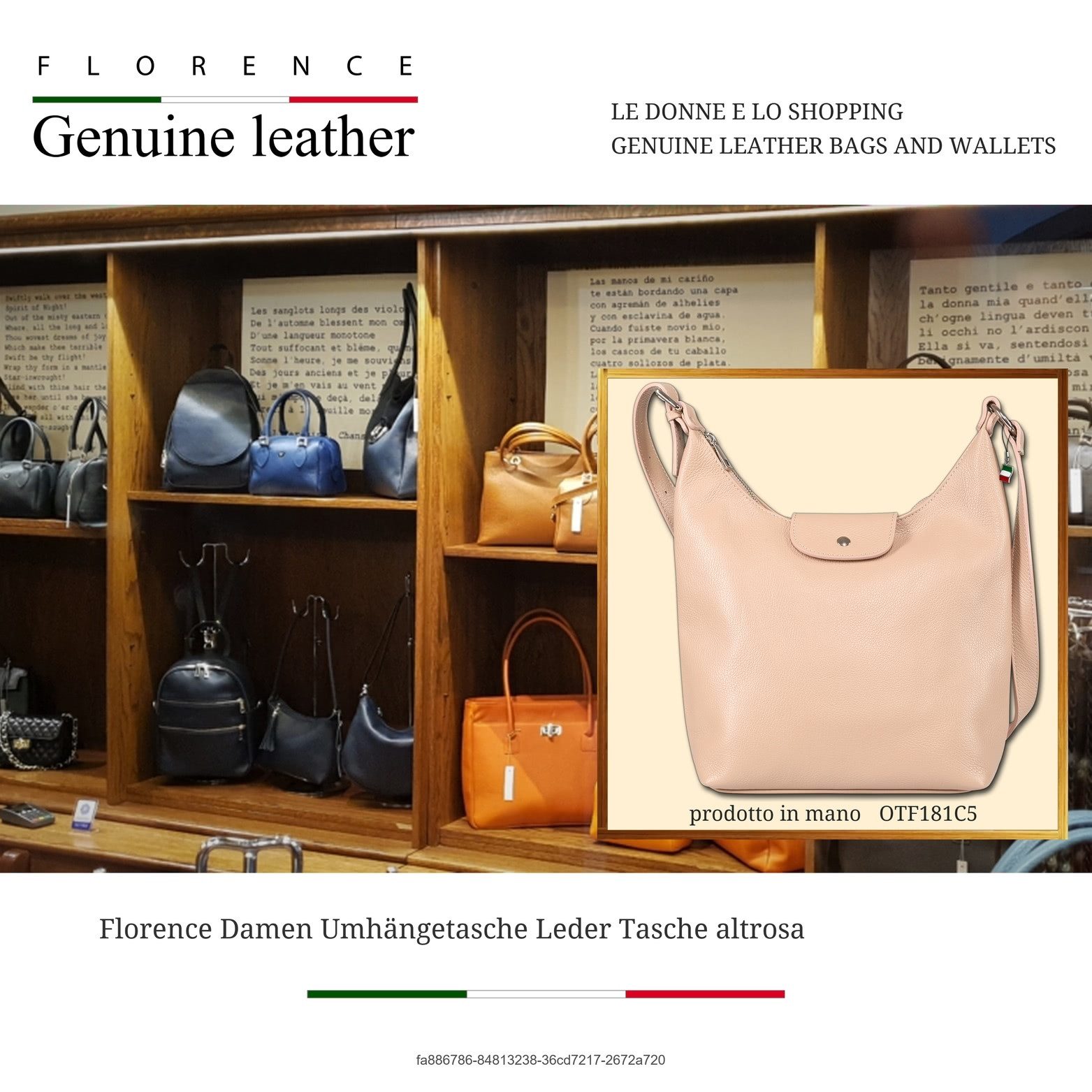 FLORENCE Umhängetasche Florence Damen Umhängetasche Leder (Umhängetasche, Umhängetasche), Damen Tasche Echtes Leder altrosa