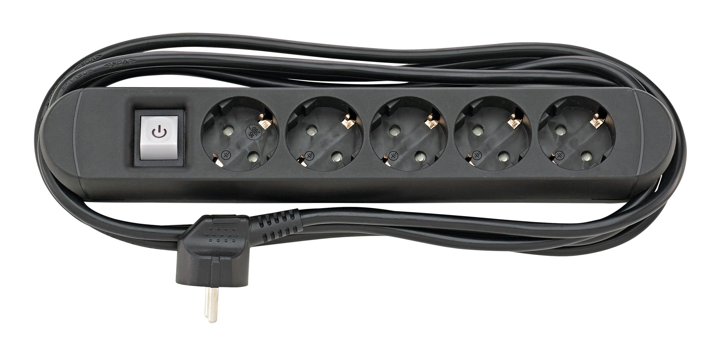 fortis Steckdosenleiste (Kabellänge 3 m), 5-fach H05VV-F3G1,5 3m mit Magnet