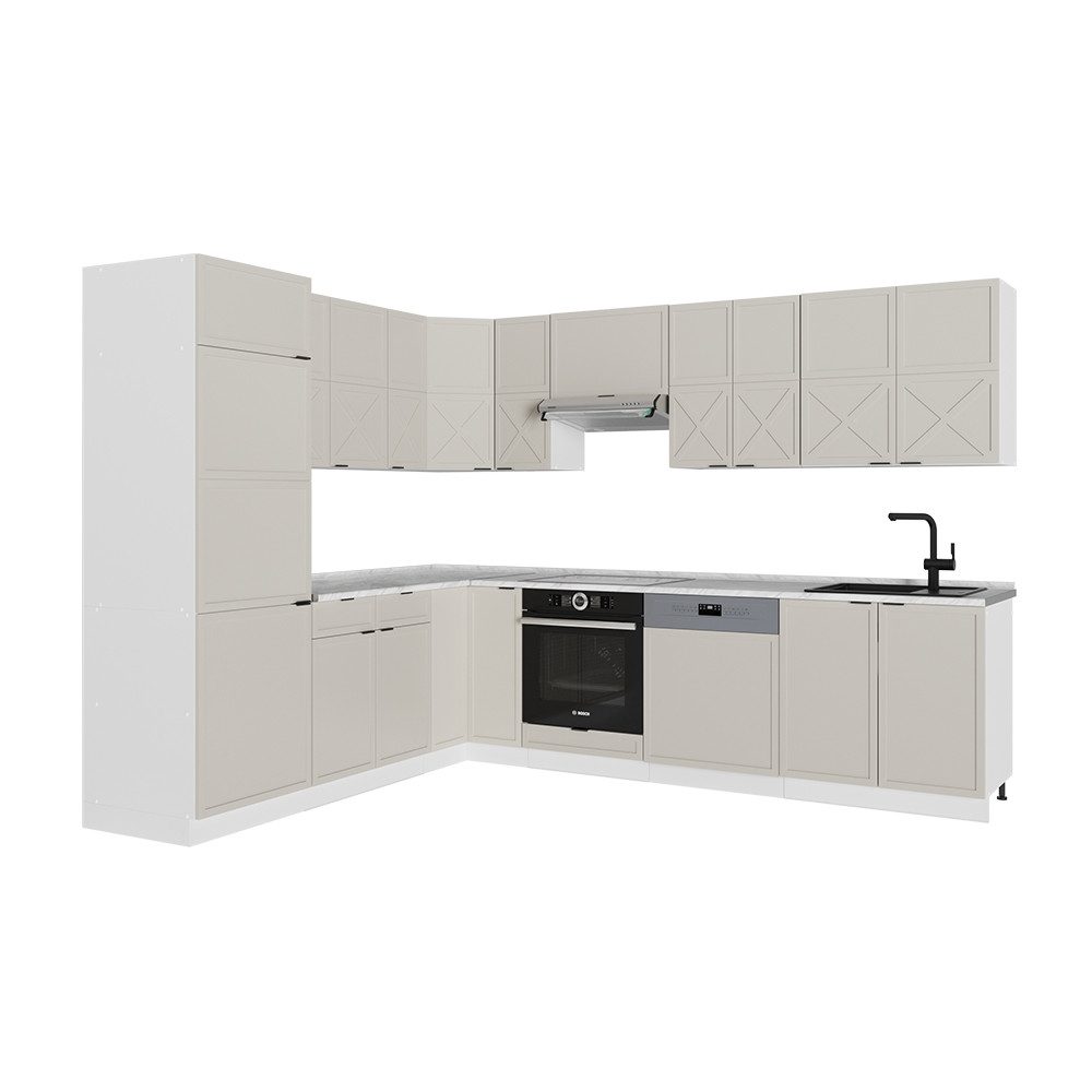 Vicco Winkelküche Fame-Line, GrauBeige/Weiß/Weiß, 227 x günstig online kaufen