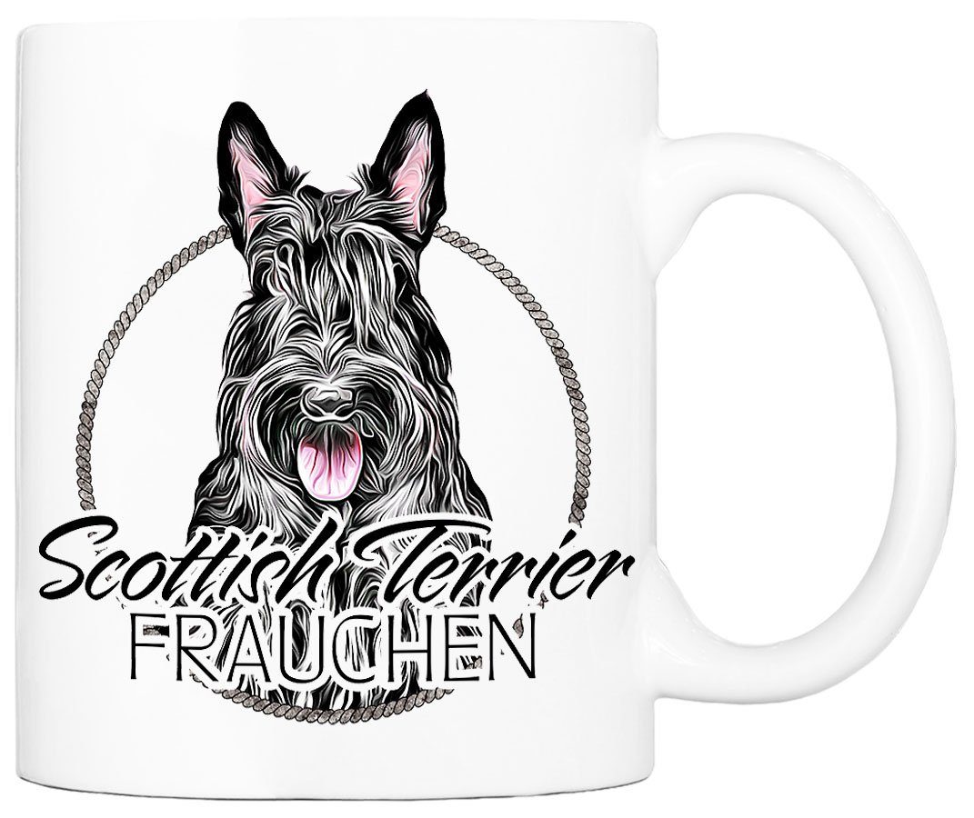 Cadouri Tasse SCOTTISH TERRIER FRAUCHEN - Kaffeetasse für Hundefreunde, Keramik, mit Hunderasse, beidseitig bedruckt, handgefertigt, Geschenk, 330 ml