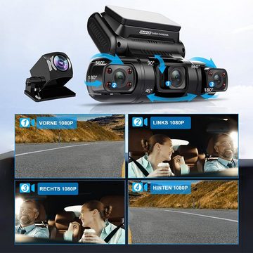 yozhiqu 4-Kanal FHD 1080P Car Recorder - Rundumschutz Dashcam (GPS+WIFI eingebaut, 256GB große Kapazität für sicheres Reisen)