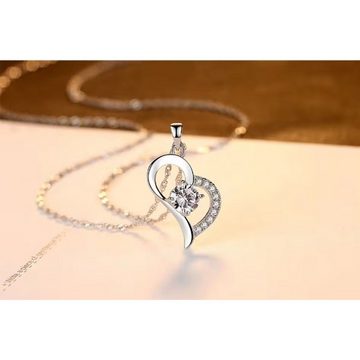 KARMA Silberkette Halskette Damen silber 925 mit Anhänger Herz, Damenkette Kette Schmuck Kristalle Geschenk