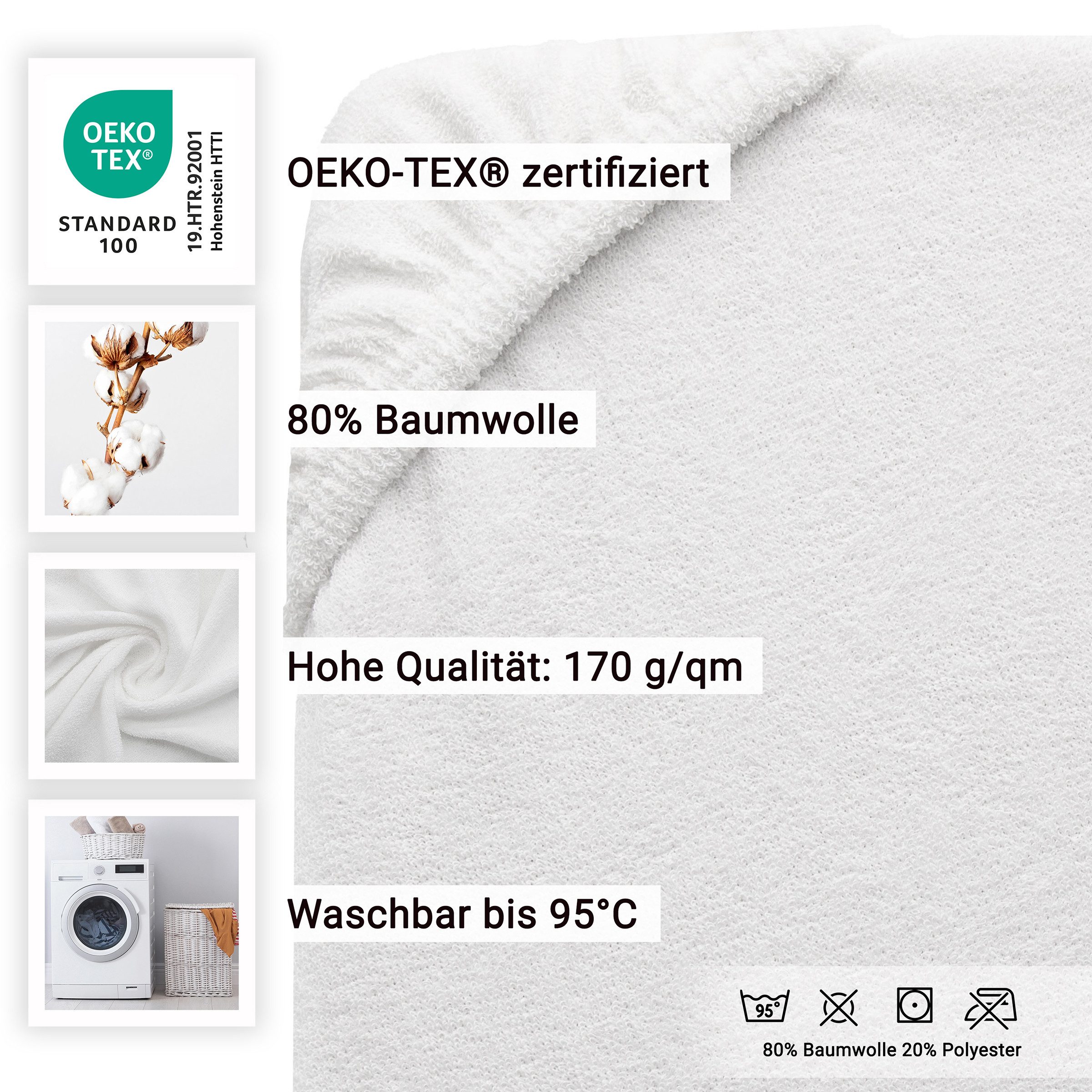 ZOLLNER Spannbettlaken, Frottier, Gummizug: rundum, 100 günstig online kaufen
