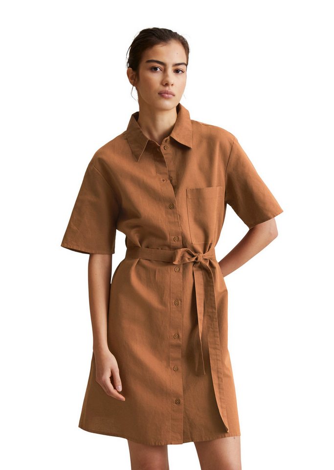 Marc O'Polo DENIM Hemdblusenkleid aus Leinen-Baumwolle-Mix