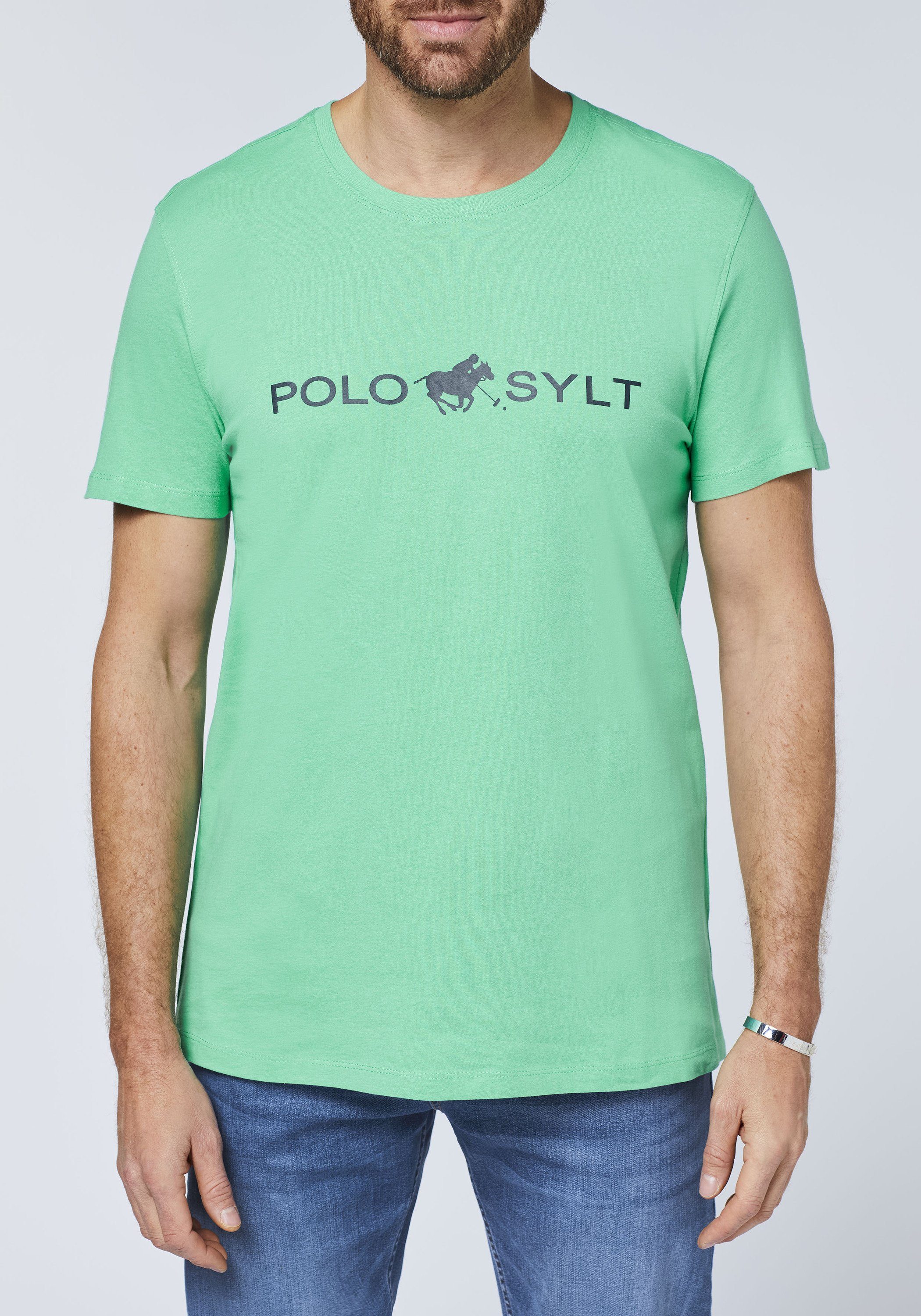 16-5721 mit Polo Green Sylt Logo-Print Marine auffälligem Print-Shirt