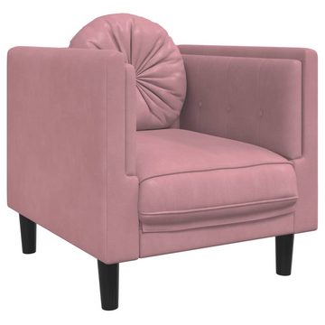 vidaXL Sofa 3-tlg. Sofagarnitur mit Kissen Rosa Samt