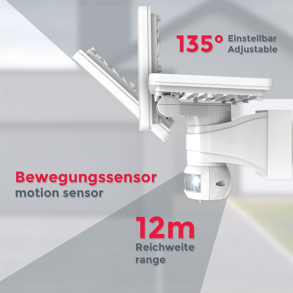 B.K.Licht Flutlichtstrahler Wandleuchte 20W 2.300lm 4.000K - BKL1290, LED fest integriert, Neutralweiß, Bewegungsmelder Außenleuchte Weiß IP44