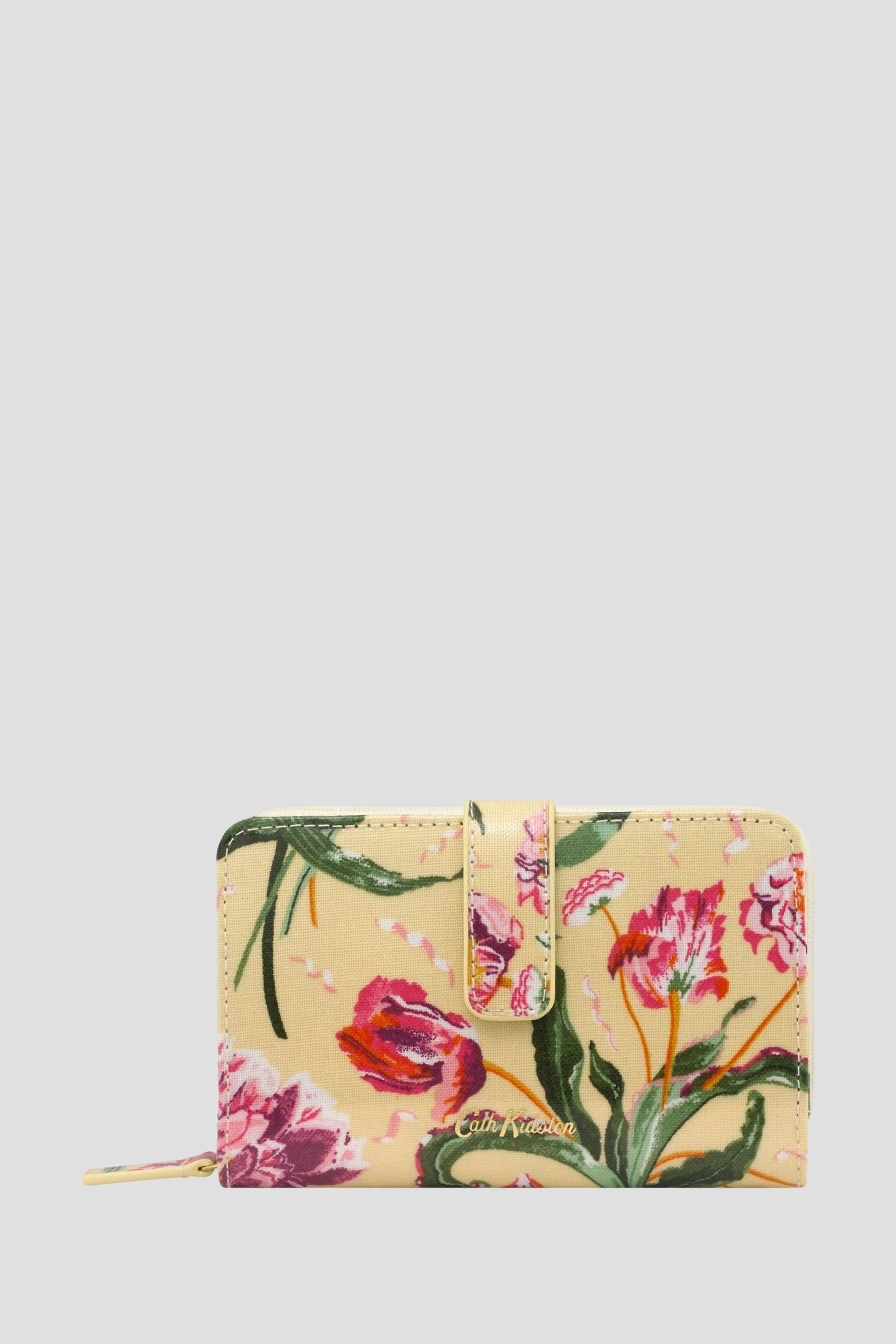 Cath Kidston Geldbörse Cath Kidston Beschichtetes Portemonnaie (1-tlg) Pale Yellow Floral Fancy Print