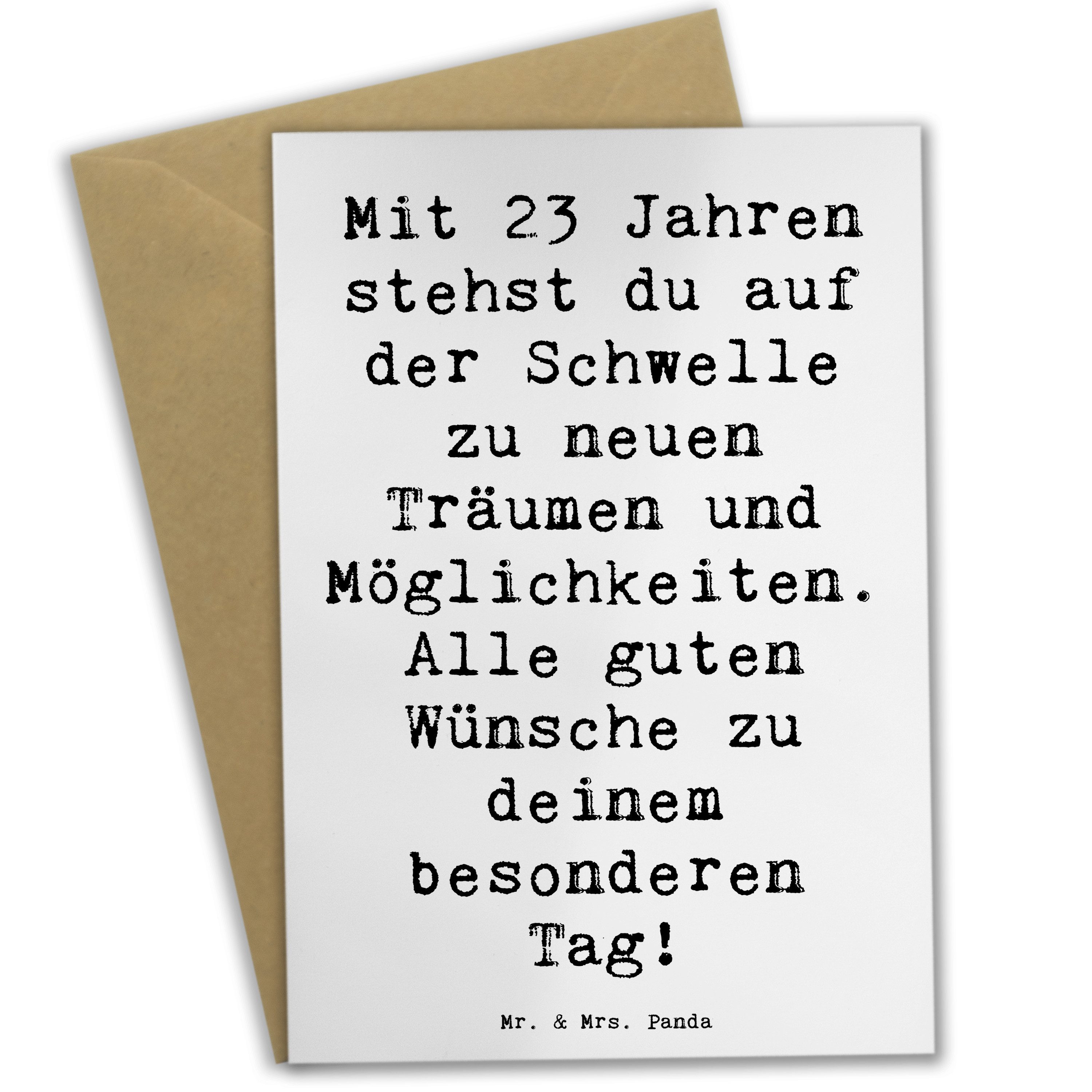 Grußkarte Spruch 23. Geburtstag - Weiß - Geschenk, vorfreude, Geburtstagskarte
