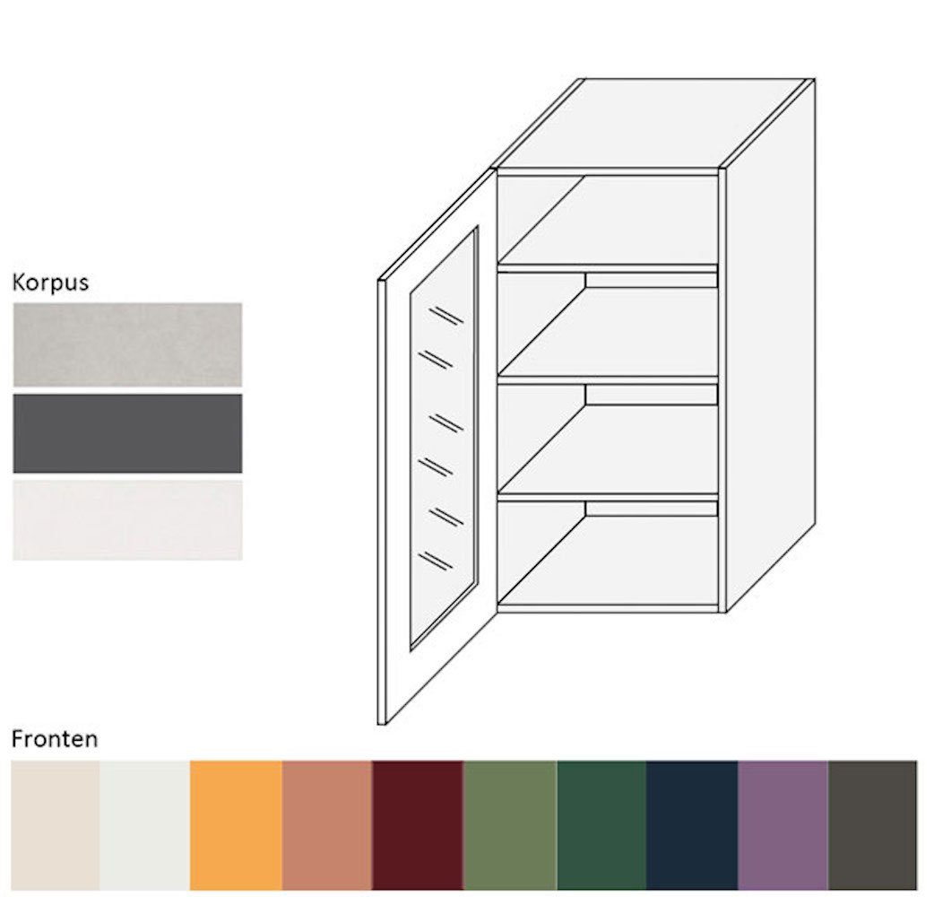 (Tivoli) Tivoli Feldmann-Wohnen RAL 1-türig Korpusfarbe mit Klapphängeschrank 4001 Front- matt wählbar Glaseinsatz und rotlila 45cm