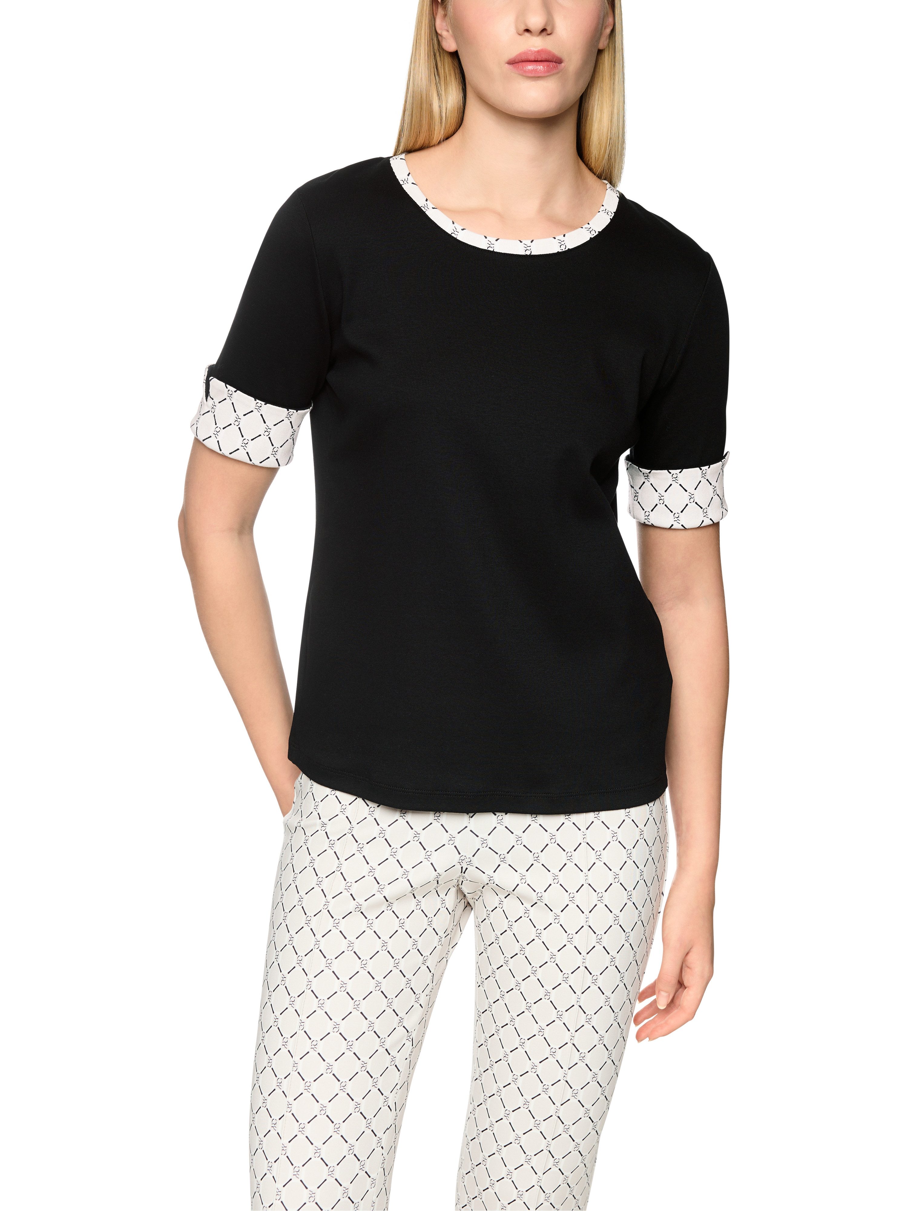 Marc Cain T-Shirt Golden Hour Premium Damenmode edle Chain-Logo-Print am Ausschnitt und Ärmelbündchen – Bild 3 von 5
