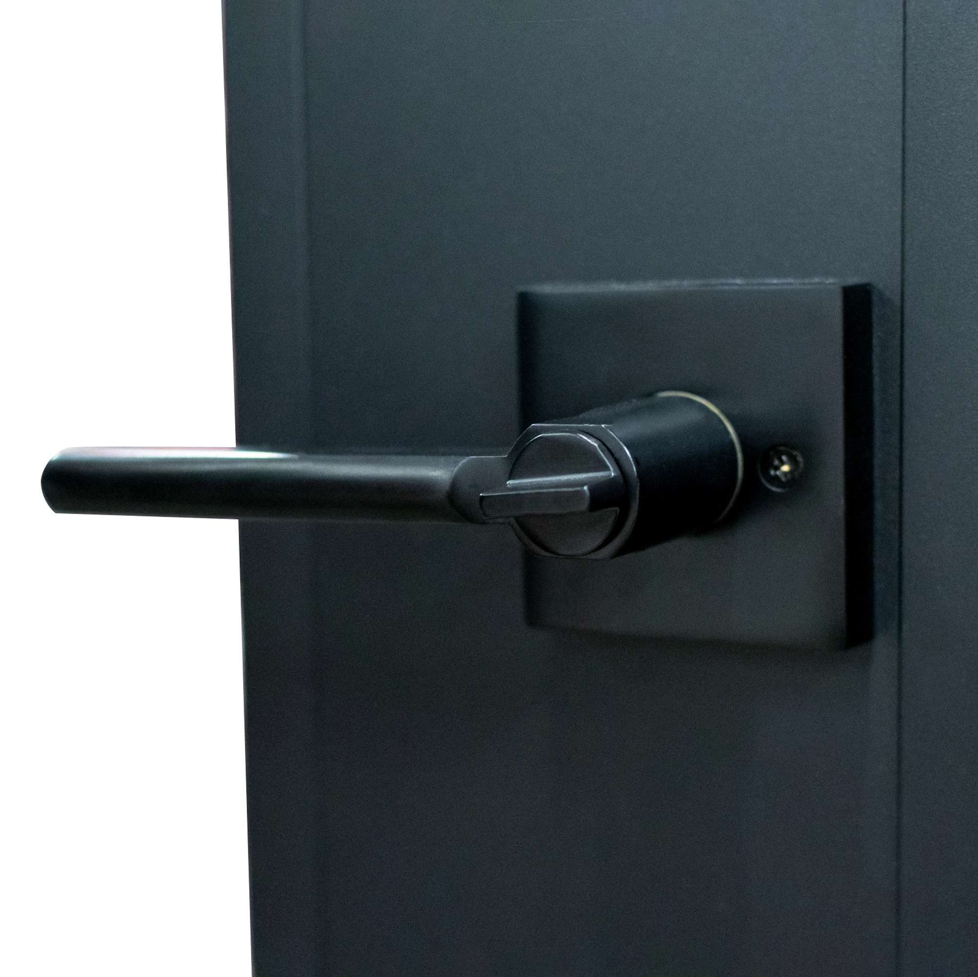 inova wohnen Zimmertür Glastür mit Stahlrahmen satiniertes Glas (Komplett Set, inkl. Türzarge schwarz und Türklinke mit Schloss), Größenauswahl, Loftstyle