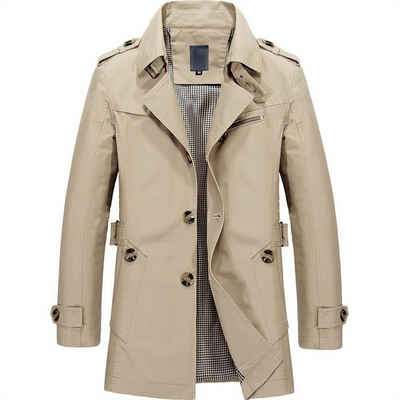 AFAZ New Trading UG 2-in-1-Strickjacke Herren Trenchcoat mantel beige Einreiher Lässiger Langer slim fit