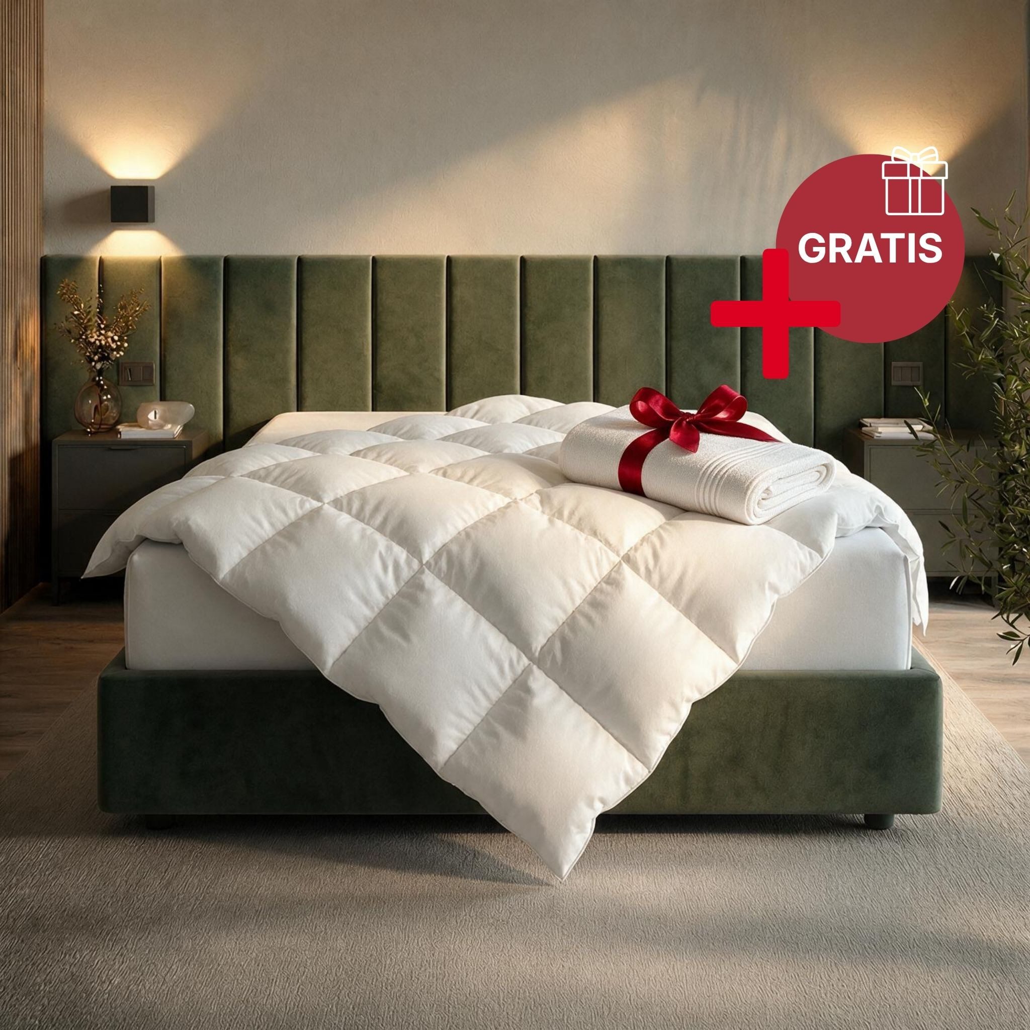 RIBECO Daunenbettdecke Johanna, Bettdecke Nur für kurze Zeit! GRATIS ein Handtuch dazu!, Füllung: 80% Daunen, 20% Federn, Bezug: 100% Baumwolle, Topseller, Bettdecke in 135x200 cm & weitere Größen, Made in Germany