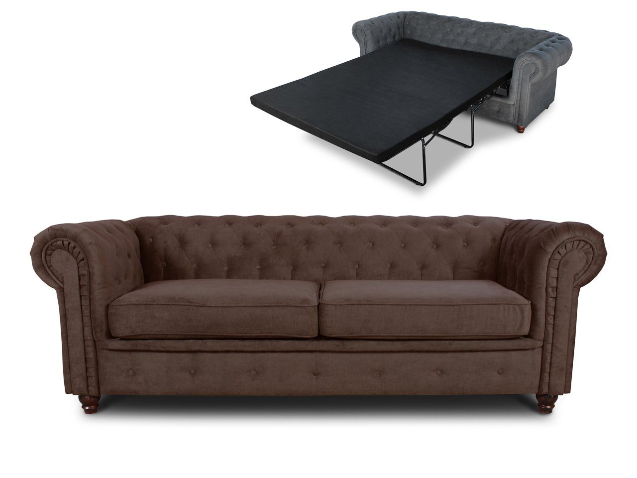 Bis, Asti Chesterfield 3-er, 3 Bettsofa Schlaffunktion, mit Sofagarnitur, Schlafsofa Sofnet Sofa