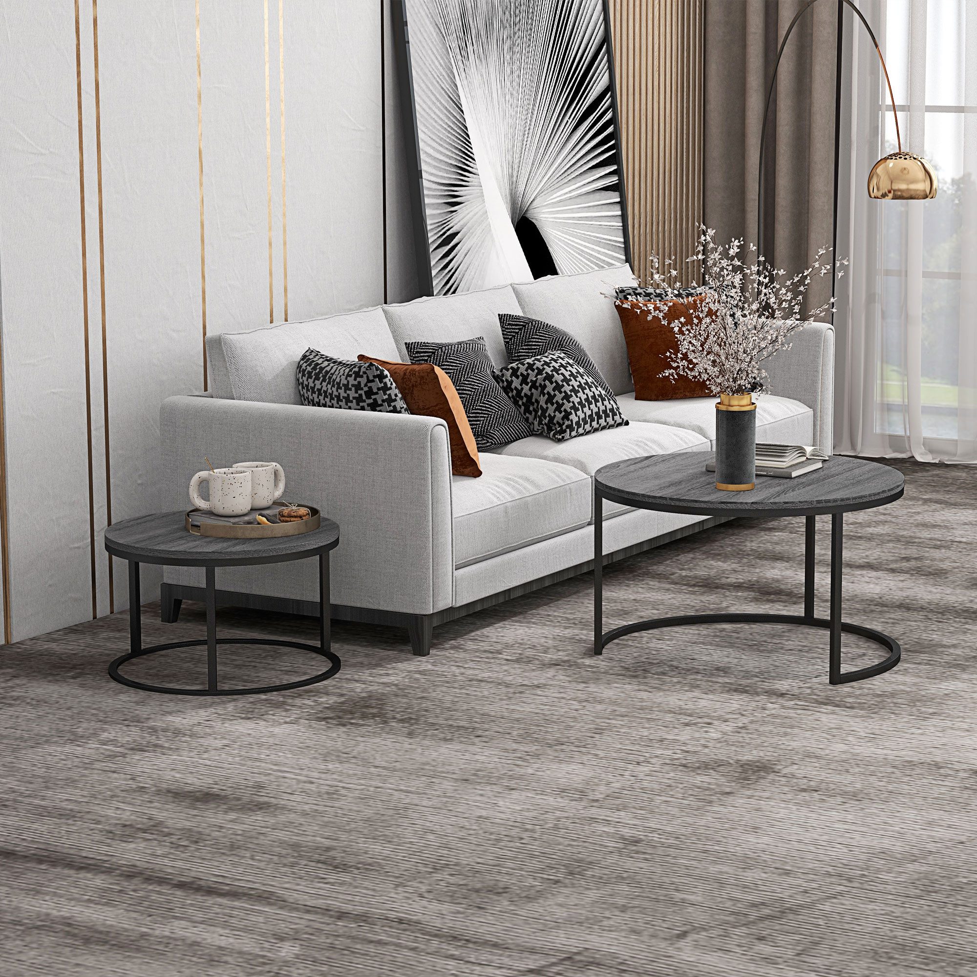 HOMCOM Couchtisch 2er Set, stapelbar, in günstig online kaufen