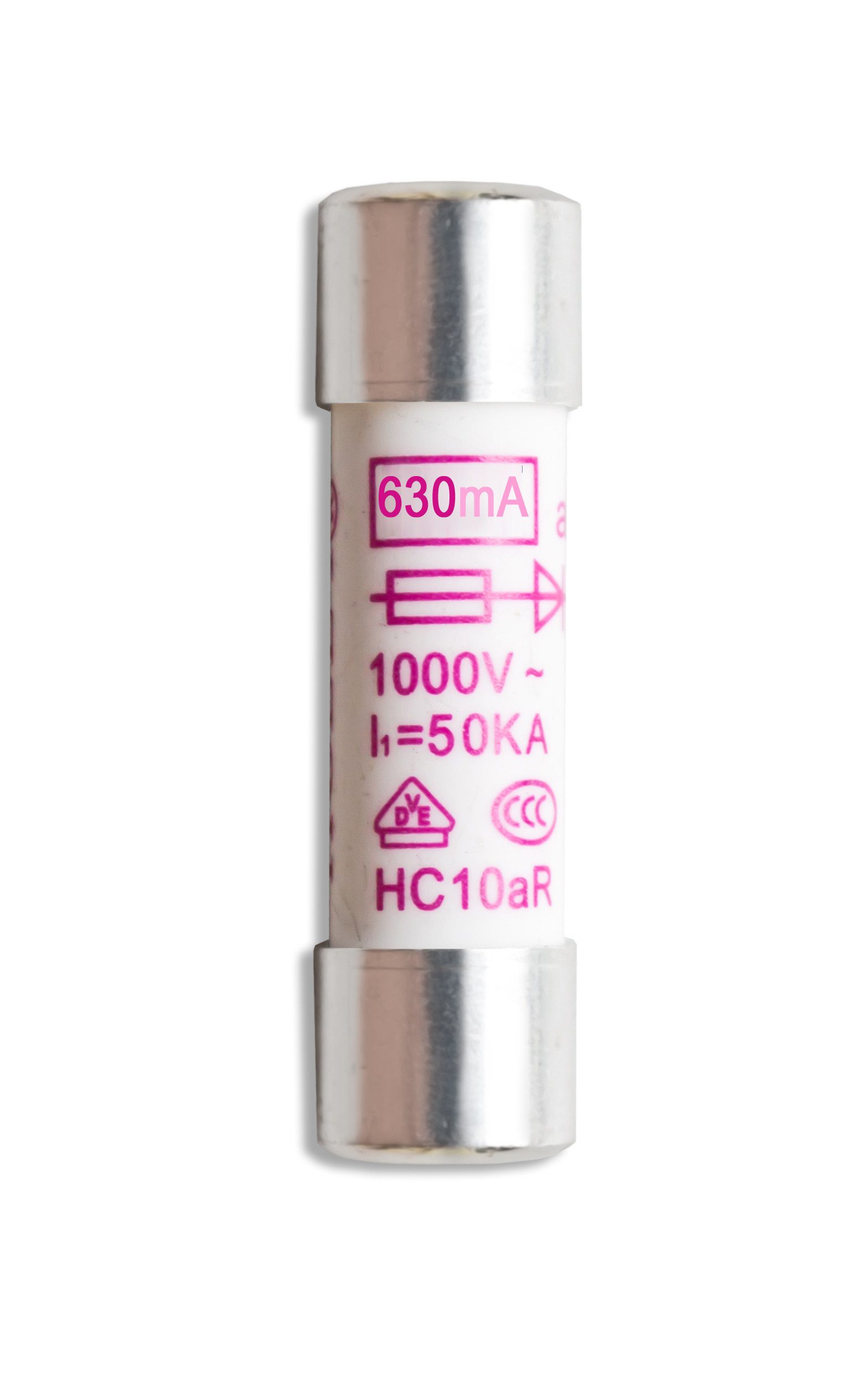 PeakTech Einbausicherung 1000 V 630 mA Feinsicherung, 630 mA / 1000 V, 10,3 x 38